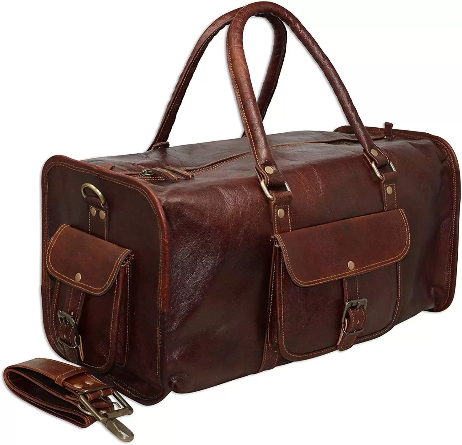 HG-LTHR 20 Leather Duffle Bag Travel Carry-On Waterproof Luggage Overnight Gym Weekender Bag