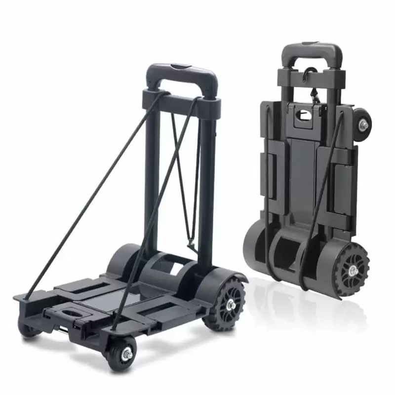 HadinEEon Folding Hand Truck.Portable Luggage Cart with 4 Wheels.Utility Platform Cart.Black