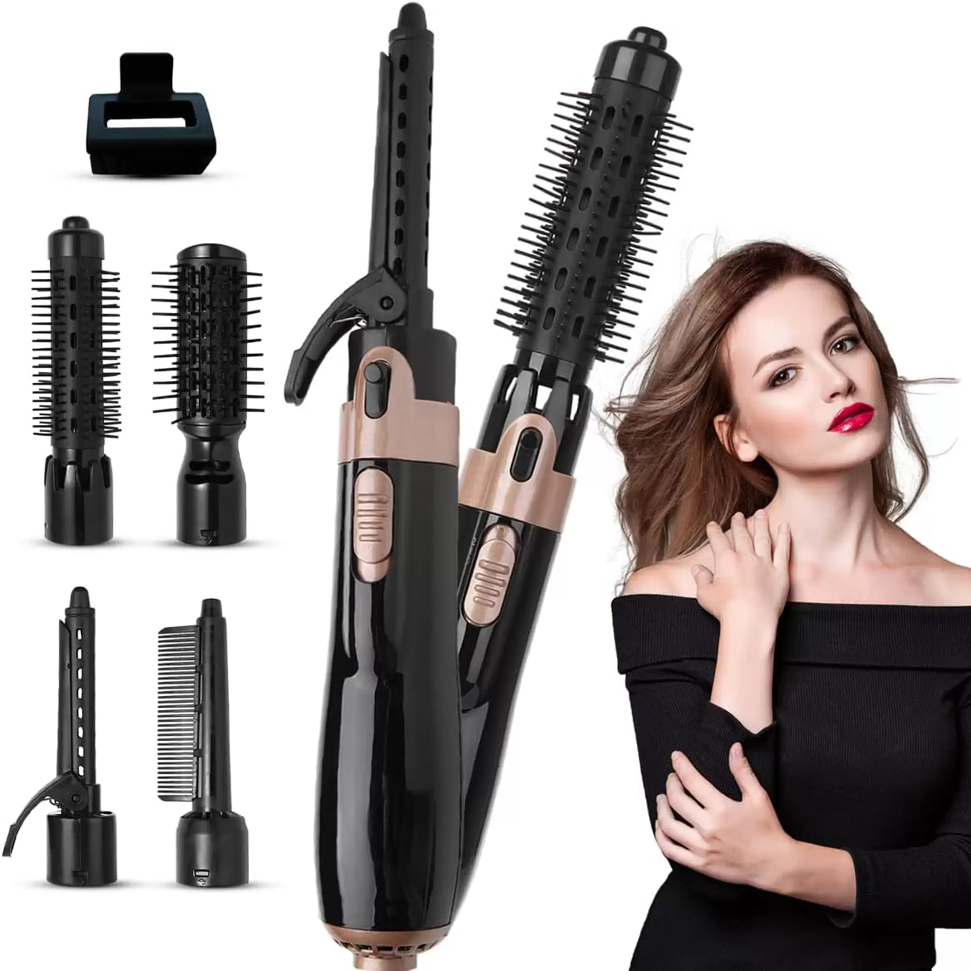 Hair Dryer Brush. 4 in 1 Hot Air Brush for Straightening/Curling/ One-Step Blow Dryer Brush & Volumizer with Ceramic Coating.2 Temperature Settings. Detachable Design for Travel Salon