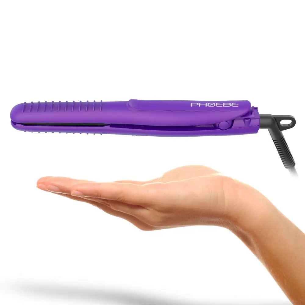 Hair Straightener Sea-Maid 3/4 Inch Ceramic Tourmaline Negative Flat Iron Hair Straightener Curling Iron for Travel.Purple