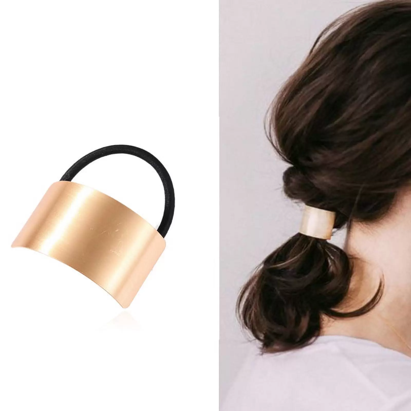 Hair Tie. GMYLE Metal Brass 2 Packs Set Simple Minimal Cute Fancy Retro Vintage Geometric Korean Style Hair Bands Hair Clips Accessories for Women Girls Fashion Beauty (Gold)