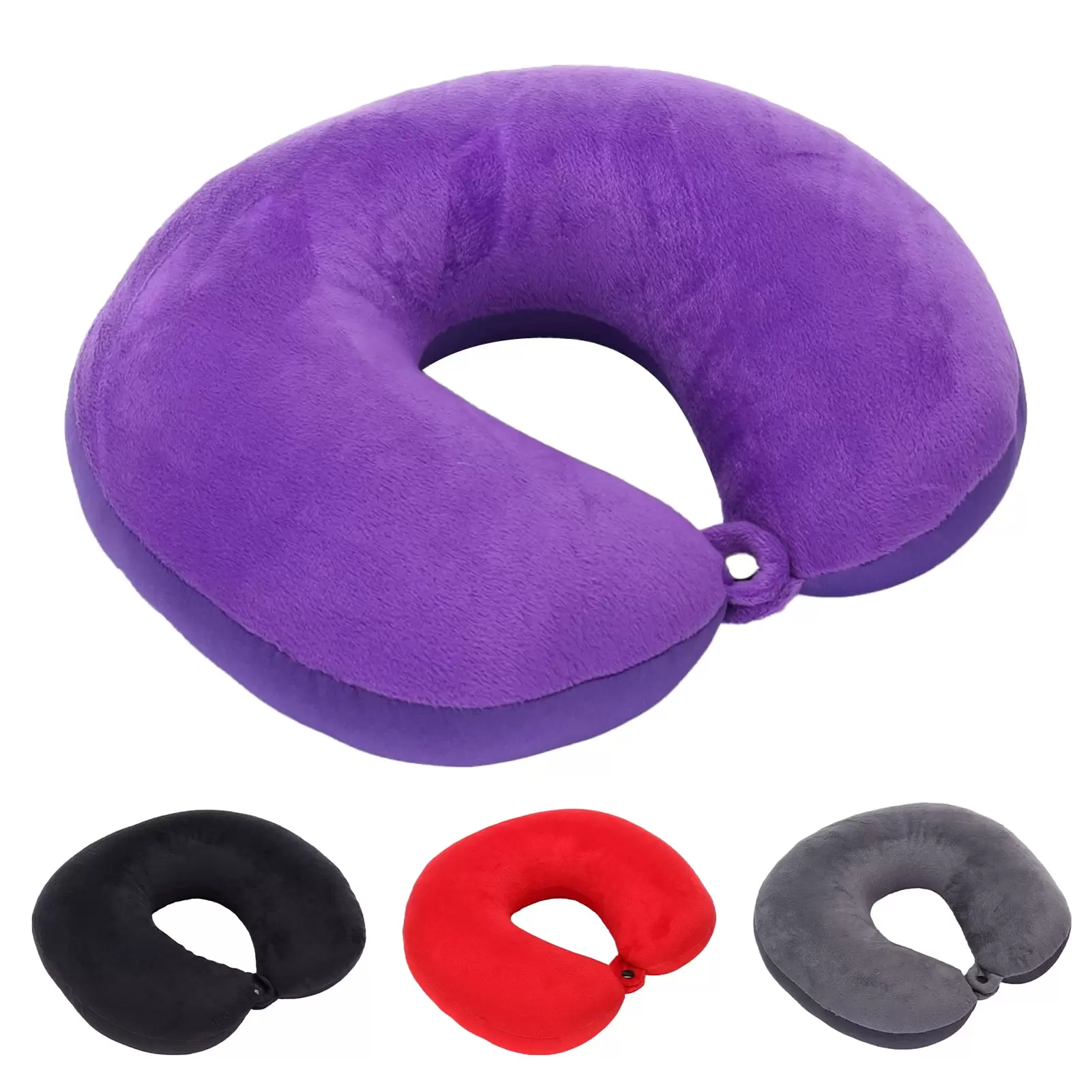 Happy Date Travel Pillow Memory Foam - Head Neck Support Airplane Pillow for Traveling. Car. Home. Office. Travel Neck Flight Pillow with Attachable Snap Strap Soft Washable Cover