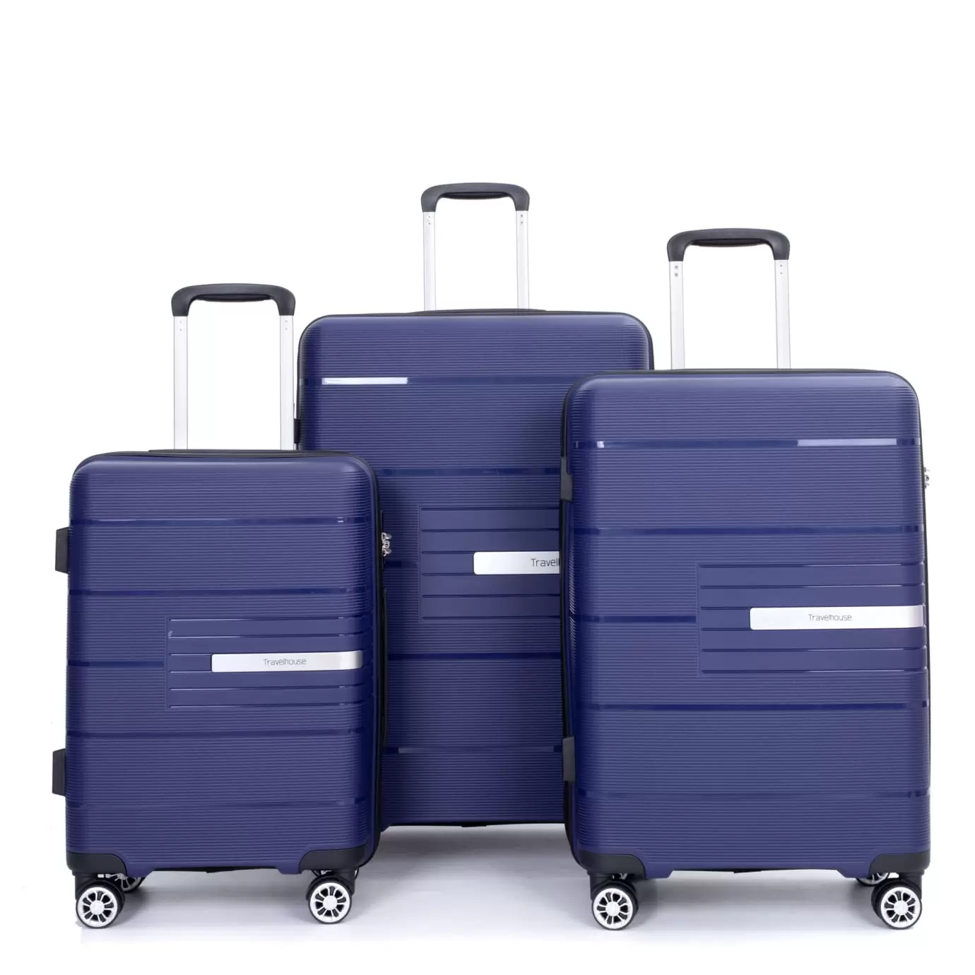 Hardshell Luggage Sets 3 Piece. Lightweight PP Suitcase Set with Double Spinner Wheels and TSA Lock. Travel Carry-on and Checked Luggage (20/24/28). Navy