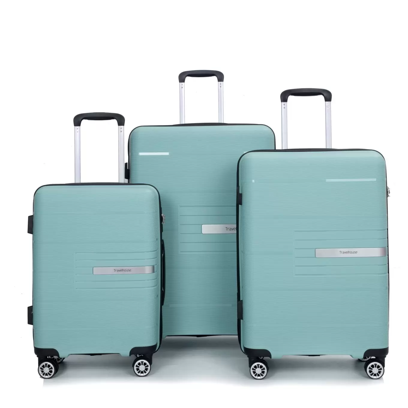 Hardshell Suitcase.Double Spinner Wheels PP Luggage Sets.Lightweight Durable Suitcase with TSA Lock.3-Piece Set (20/24/28).Light Green