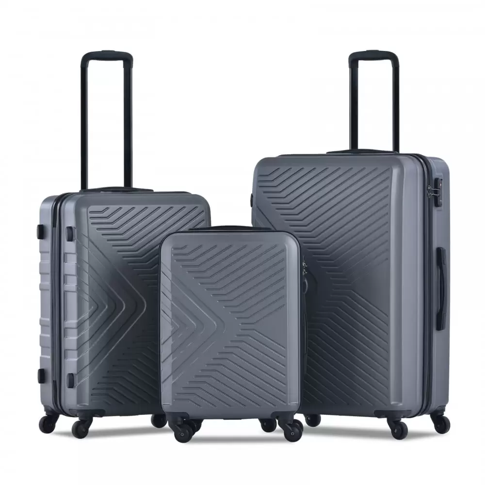 Hardside Expandable Luggage 3 Piece. with Spinner Wheels and Two Hooks (20 /24 /28 ).Gray