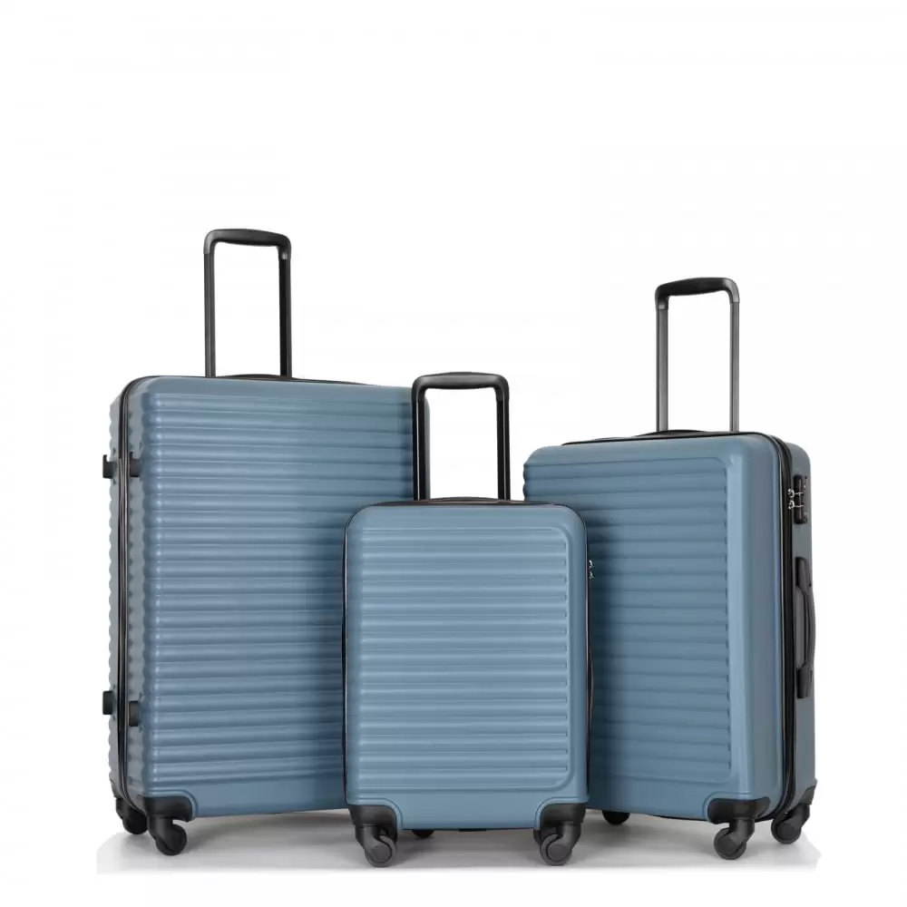 Hardside Luggage 3-Piece Set (20/24/28) Expandable Suitcase with 360??Double Spinner Wheels Polypropylene Hardshell Lightweight. Bonus Travel Umbrella (Blue)