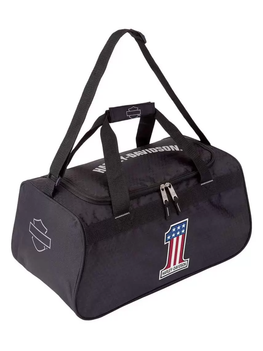 Harley-Davidson #1 RWB Logo Sports Duffel Bag w/ Strap - Black 99418-NUMBER1. Harley Davidson