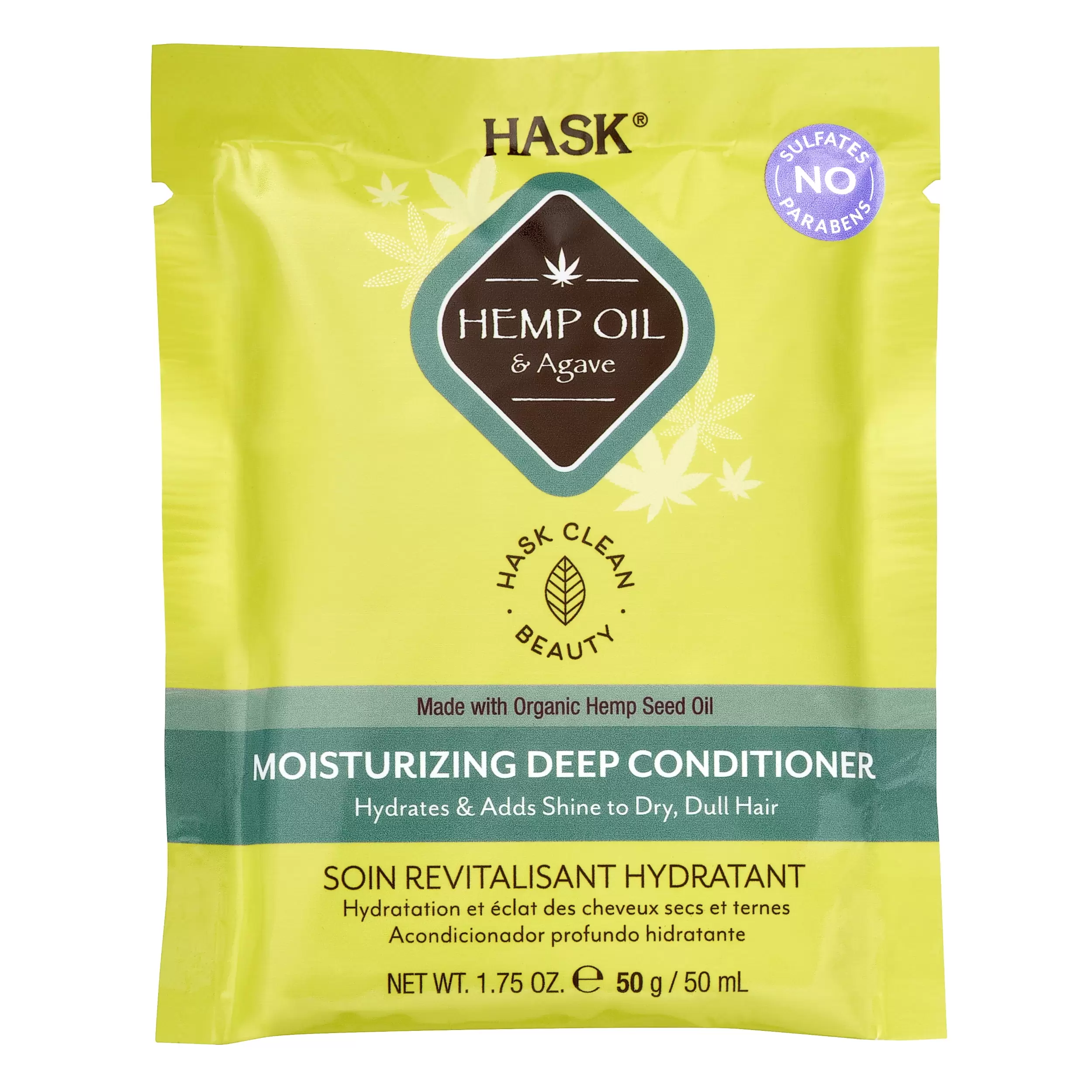 Hask Hemp Oil & Agave Moisturizing Deep Conditioner with Woody Floral Scent. 1.75 oz. Travel Size