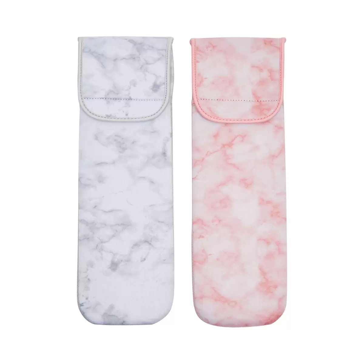 Heat Resistant Mat Neoprene Case for Hair Curling and Flat Iron. Marble Designs (15x5 In. 2 Pack)