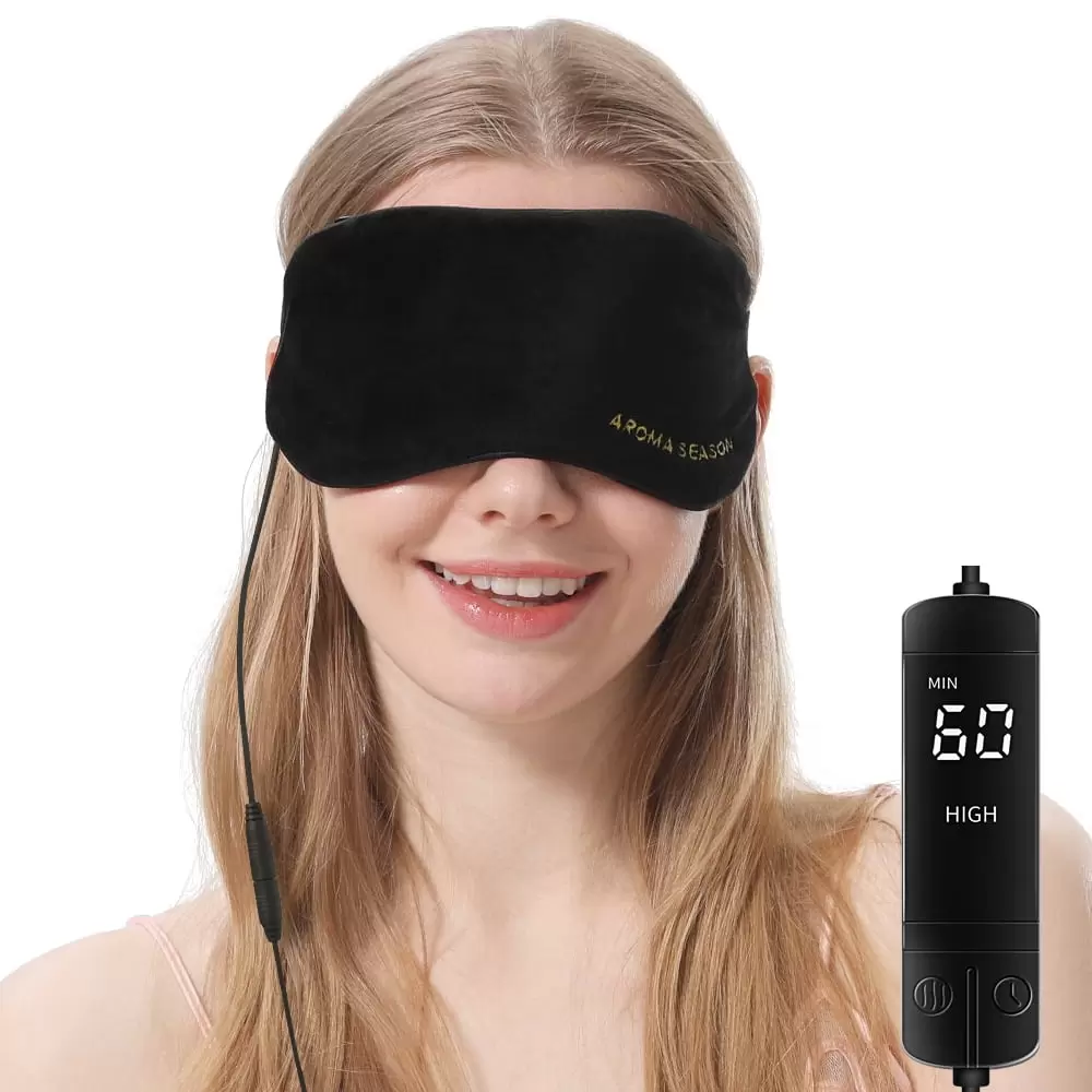 Heated Eye Mask. Electric USB Steam Warm Compress for Puffy Eyes. Warm Therapeutic for Dry Eye. Chalazion. Blepharitis. Stye Syndrome (Black)