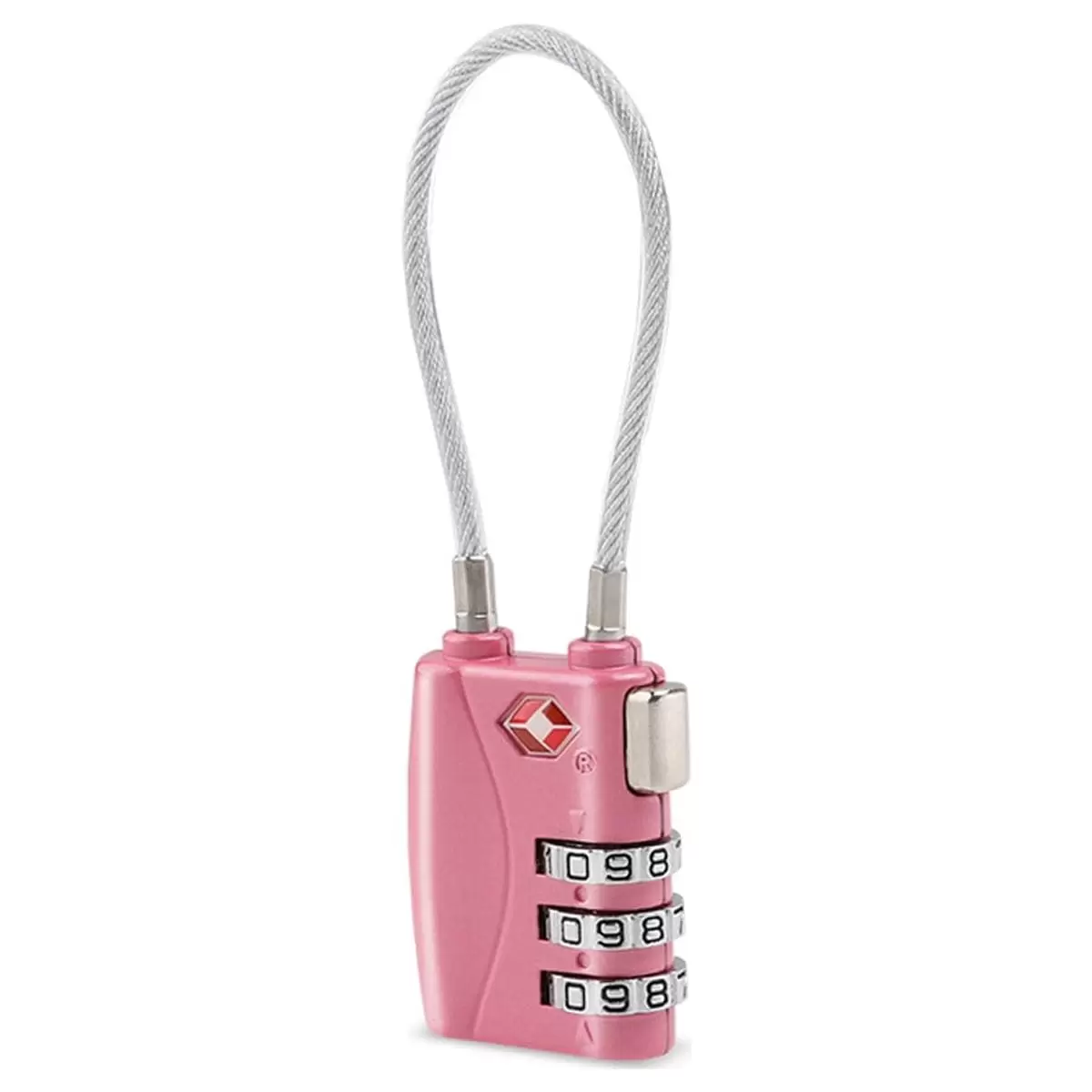 Hemoton Portable TSA Approved Security Cable Luggage Lock 3-Digit Combination Password Lock Padlock (Pink)