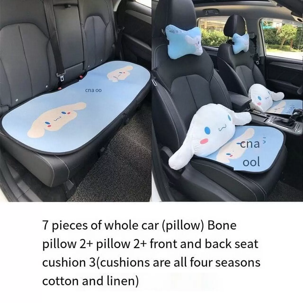 High Quality Cartoon Sanrio Plush Car Seat Cushion Cinnamoroll Kawaii Neck Pillow Anime Seat Belt Cover Four Seasons Universal