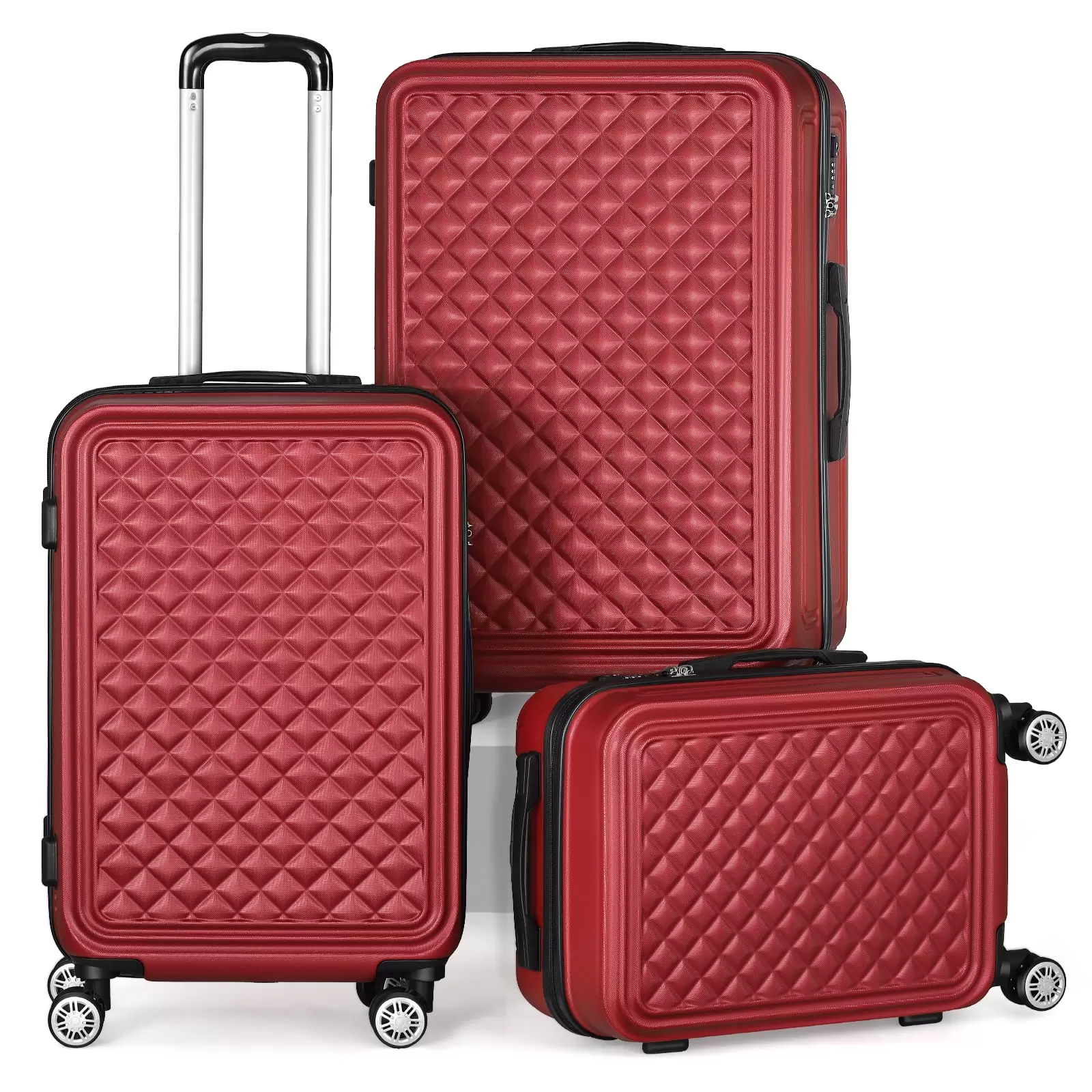 Hikolayae Medallion Collection Hardside Spinner Luggage Sets in Scarlet Red. 3 Piece - TSA Lock