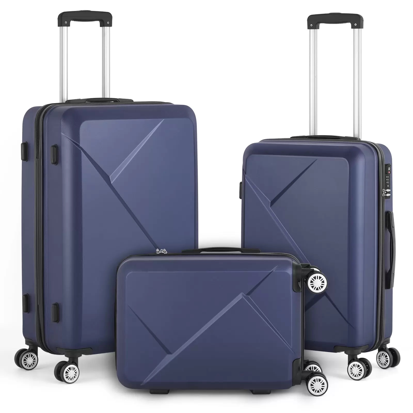 Hikolayae Slab Collection Hardside Spinner Luggage Sets in Azure Blue. 3 Piece - TSA Lock