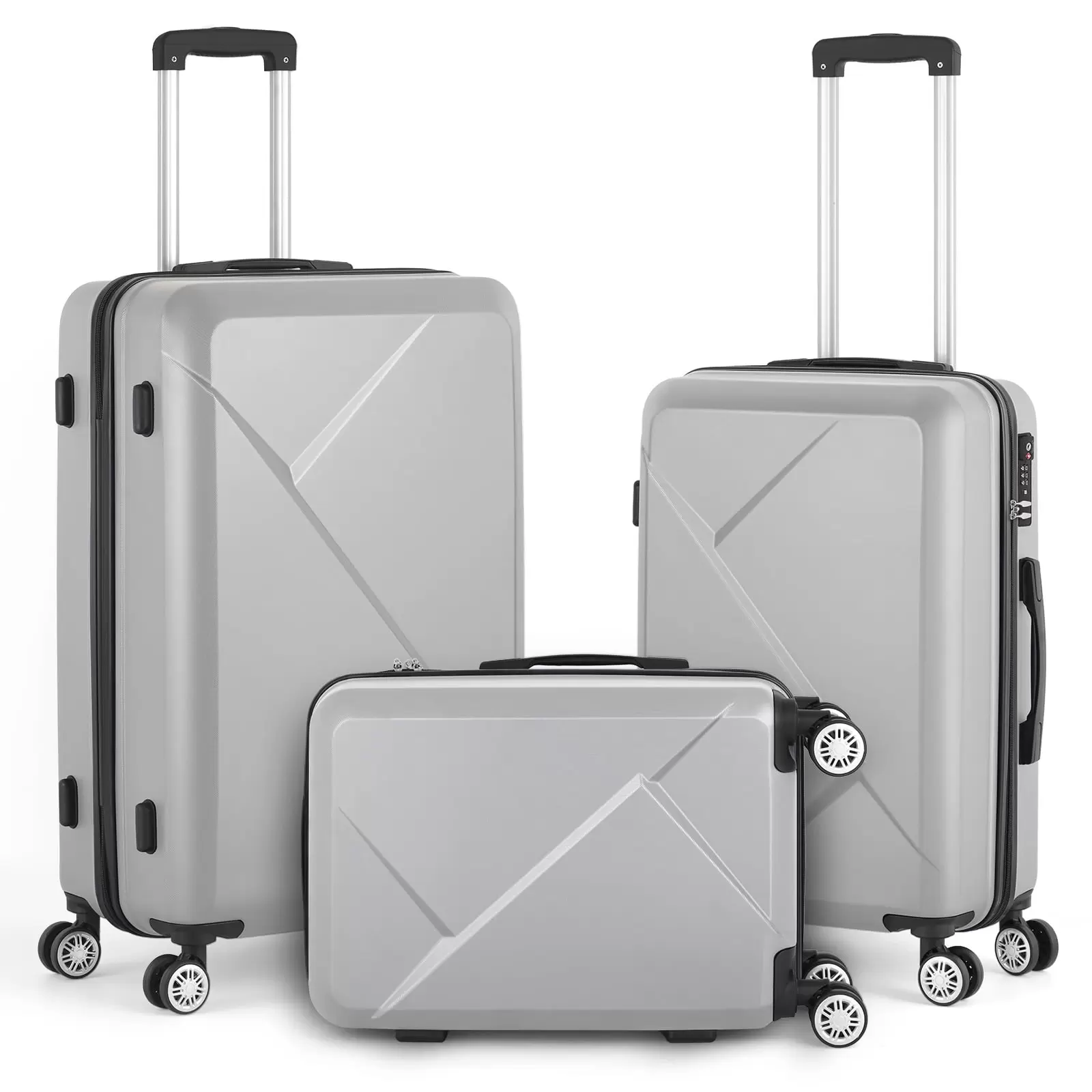 Hikolayae Slab Collection Hardside Spinner Luggage Sets in Snowy Gray. 3 Piece - TSA Lock