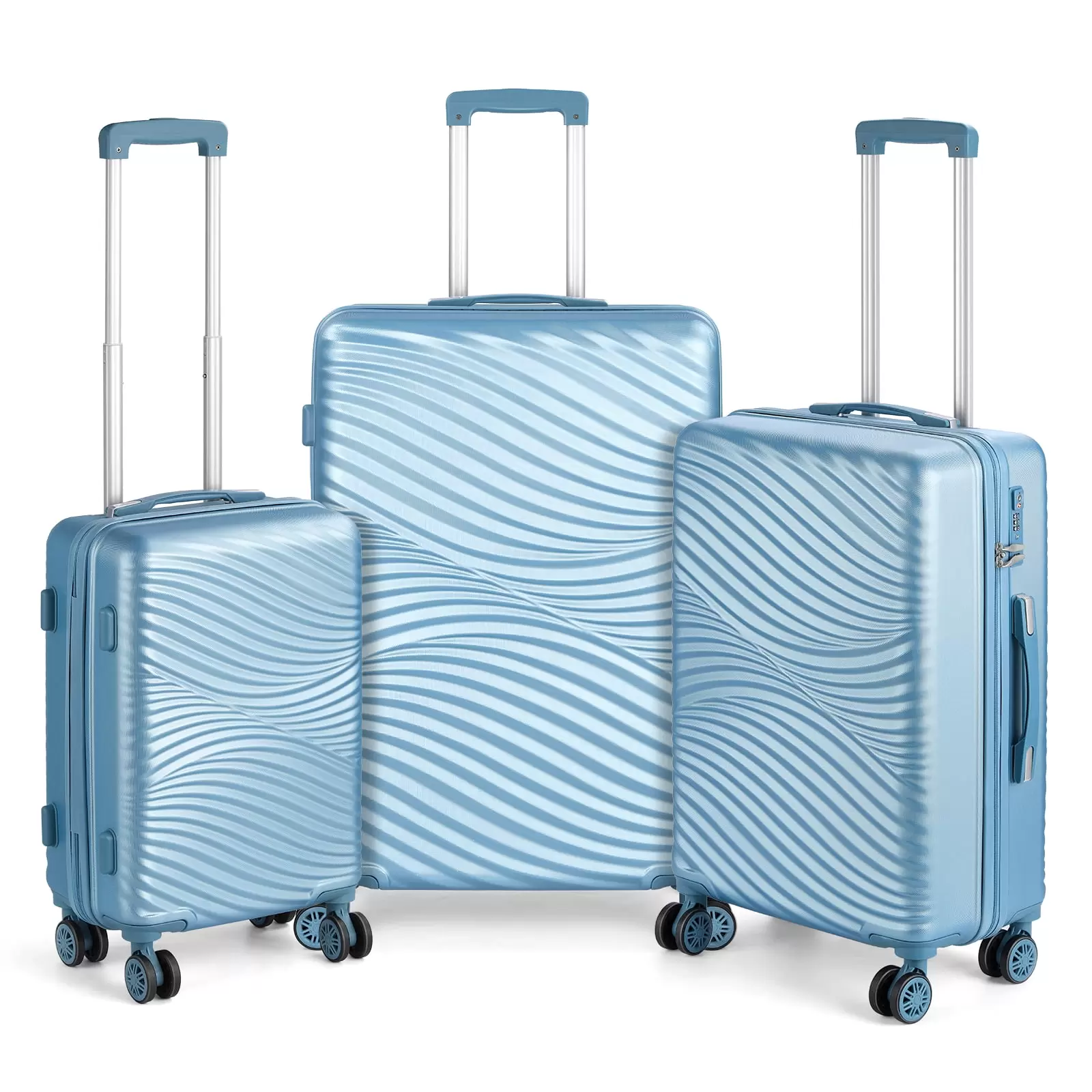 Hikolayae Wave Collection Hardside Spinner Luggage Sets in Lilac Purple. 3 Piece - TSA Lock