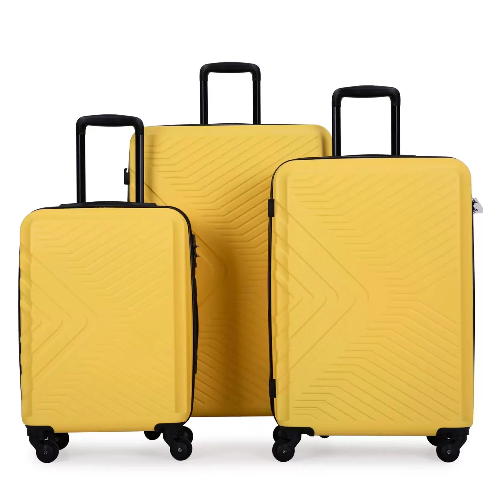 Homeika Expandable 3 Piece Luggage Sets. Hardside Suitcase Set with TSA Lock. Multi-Size Hardside Luggage with Spinner Wheels and Two Hooks for Travel Trips Business.Yellow (20/24/28)