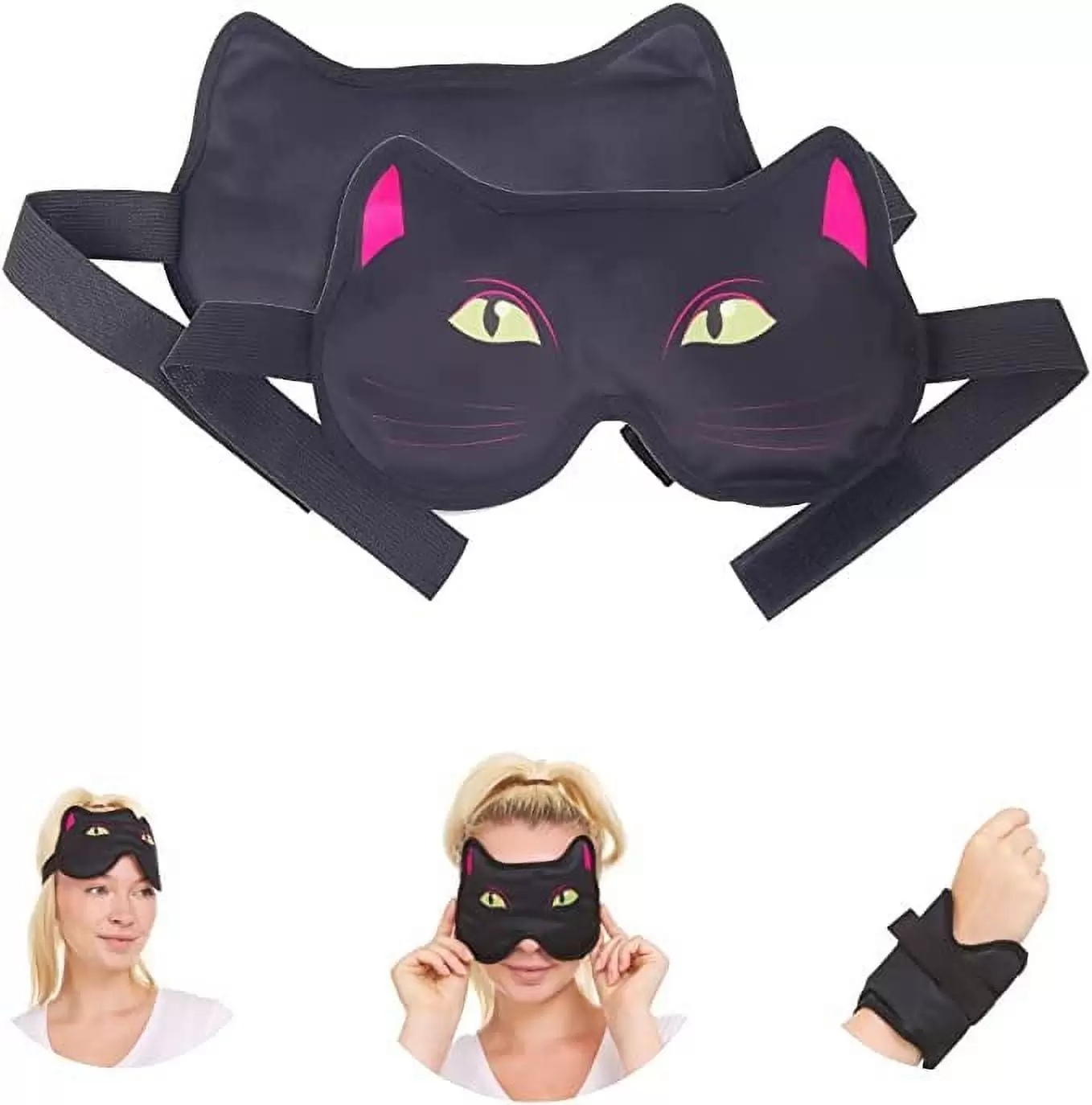 Hot Cold Therapy Gel Eye Cat Mask by FOMI Care Ice Face Compress for Migraine. Headache. Stress. Puffiness. Dark Circles. Dry Eyes Blackout Sleep Mask Reusable Forehead. Ankle. Wrist. Knee Wrap