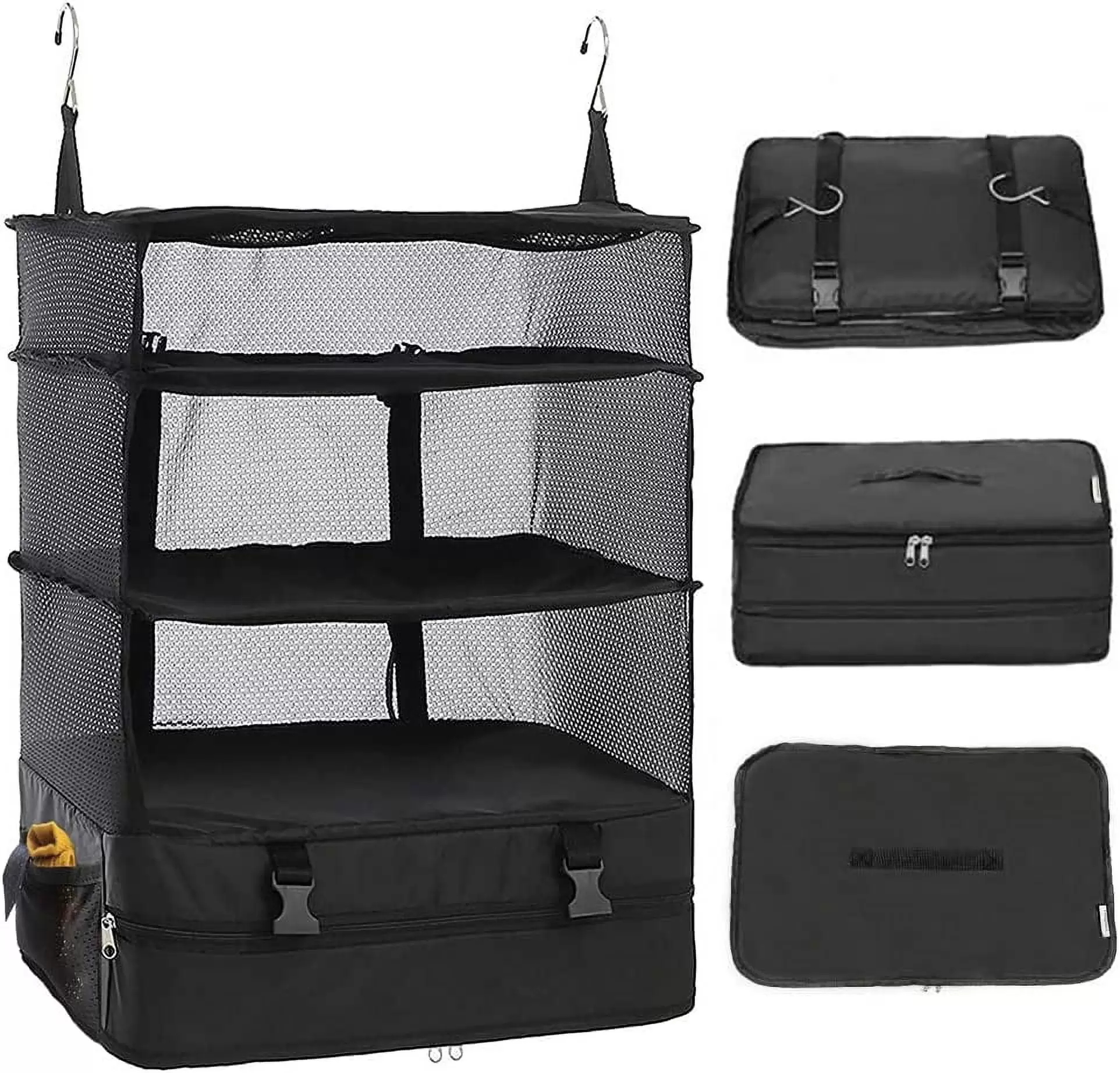 Hottest Portable Hanging Travel Shelves Packing Cubes for Suitcases Organizer Luggage Organizers for Suitcase. Carry on Closet Suitcase. Black