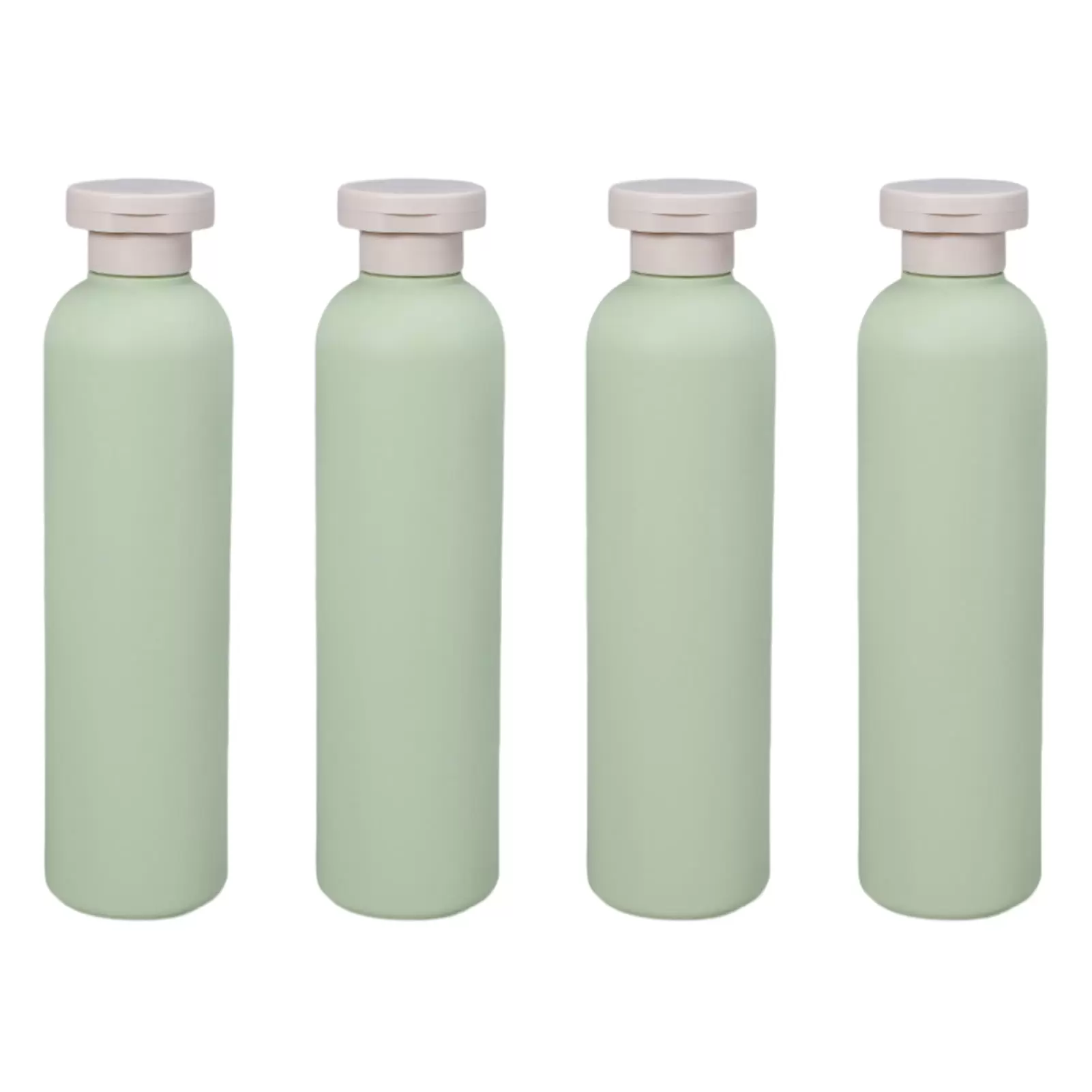 Huanledash 4 Pack 200ML/260ML/300ML/400MLGreen Empty Squeeze Bottles Leak-Proof Refillable Wide Mouth Flip-Top Design Lotion Cream Shampoo Travel Containers