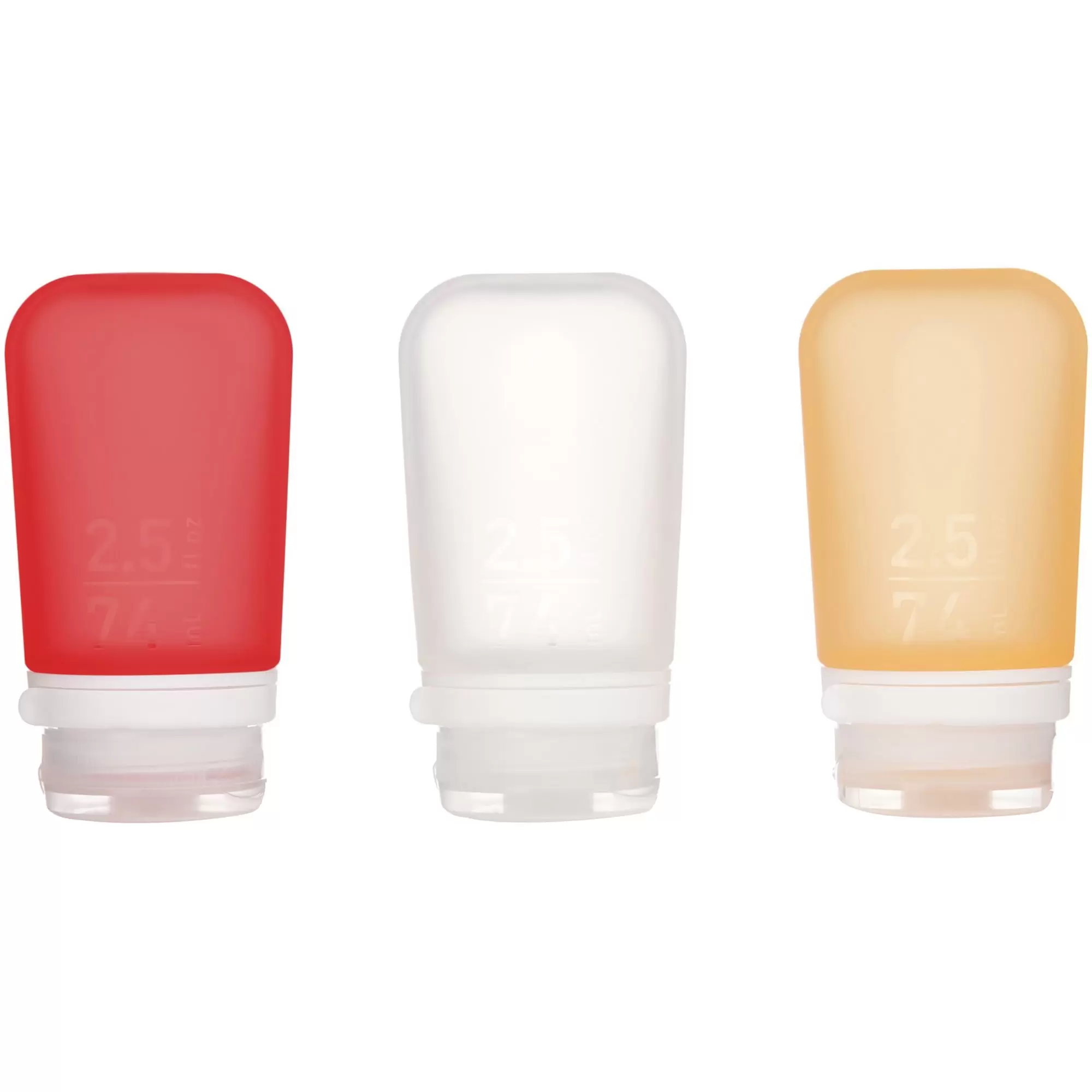 Humangear GoToob+ Soft Silicone Travel Bottle 3-Pack - Medium - Clear/Red/Orange