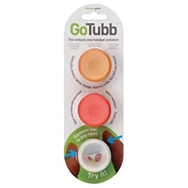 Humangear GoTubb. 3-Pack. Small (0.4oz). Clear/Orange/Red