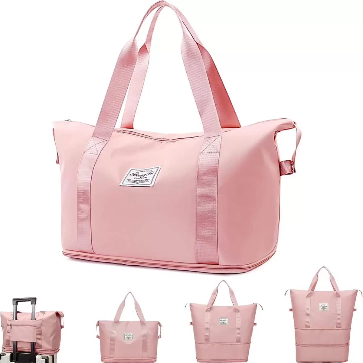 IFCOW Travel Duffel Bag. Sports Tote Gym Bag. Shoulder Weekender Overnight Bag for Women.Pink