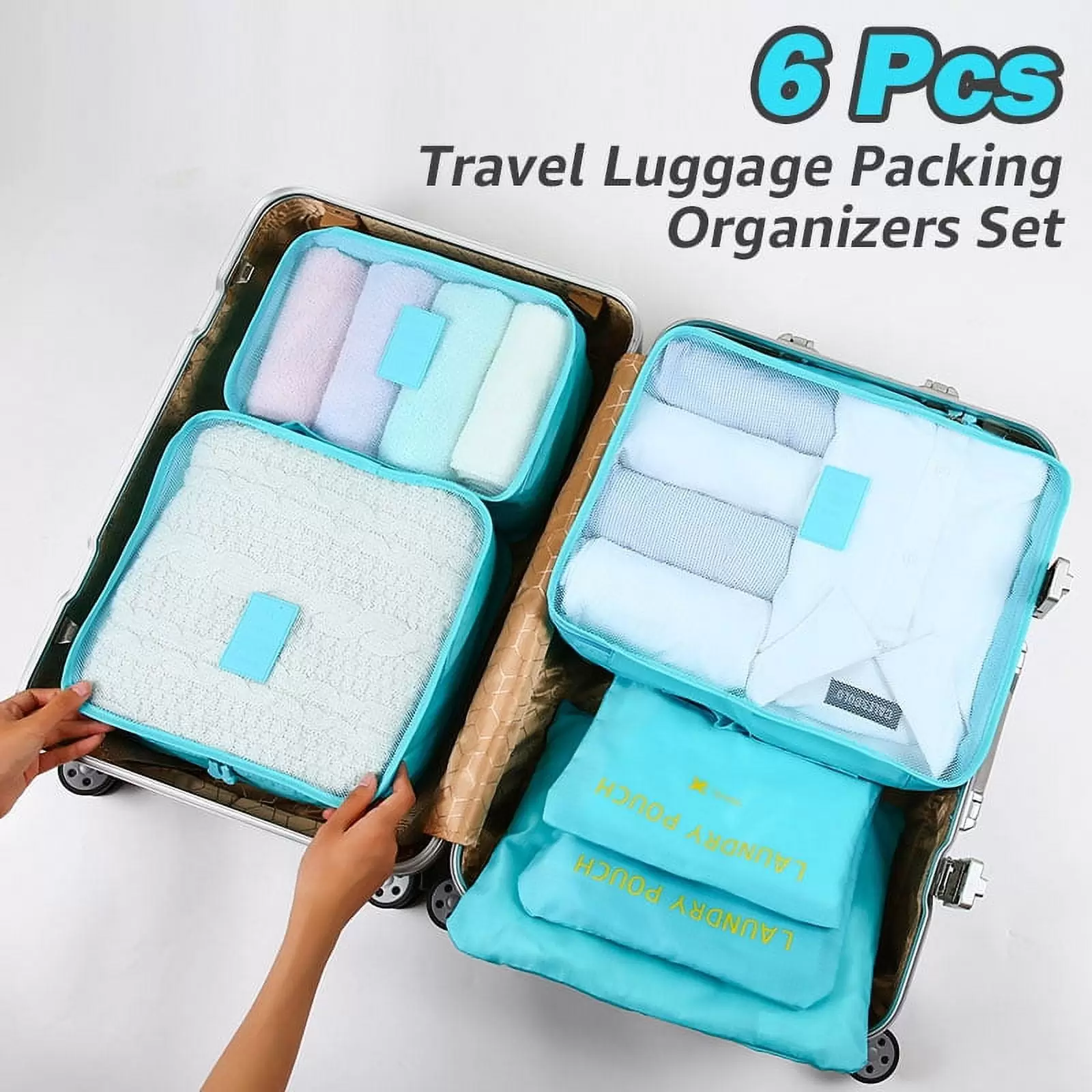 INTSUPERMAI 6 Pcs/Set Portable Large Capacity Cubes Travel Storage Bag Set Travel Luggage Organizer Set