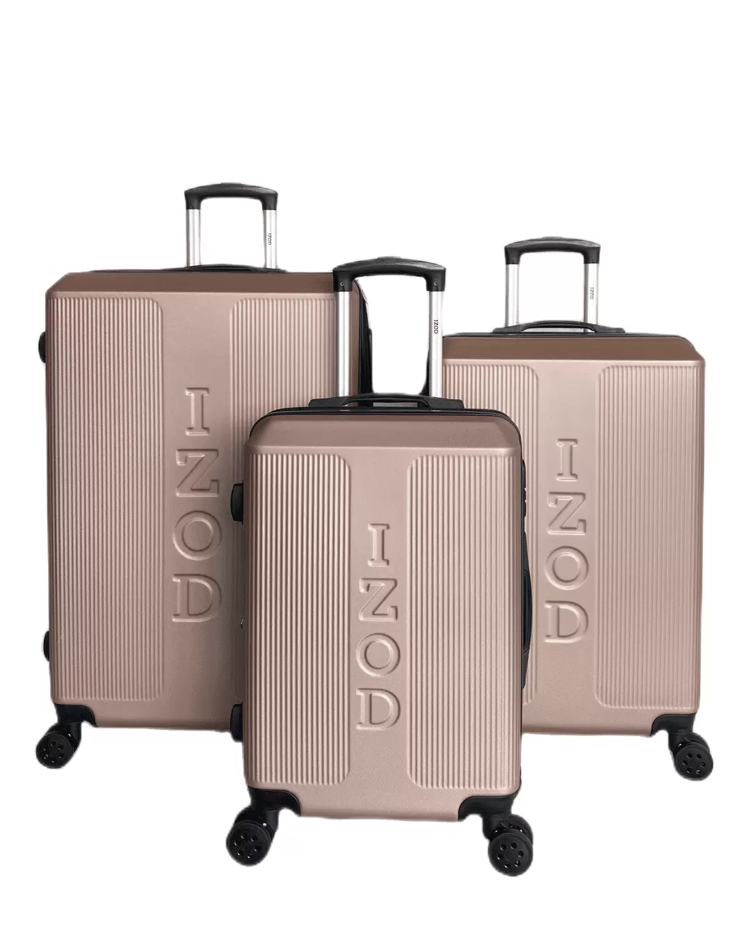 IZOD Skye Expandable ABS Hard shell Lightweight 360 Dual Spinning Wheels Combo Lock 28. 24. 20 3 Piece Luggage Set / Rose Gold