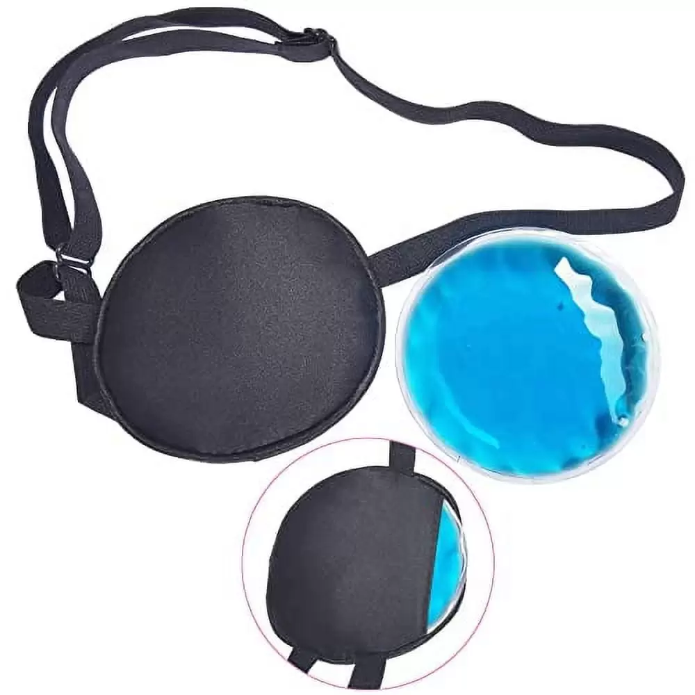 Ice Eye Patches Cold Hot Compress for Strabismus Lazy Puffy Eyes. Pure Silk Eye Patch Medical After Surgery Pirate Single One Eye Cover Mask Adult Kid (Black)