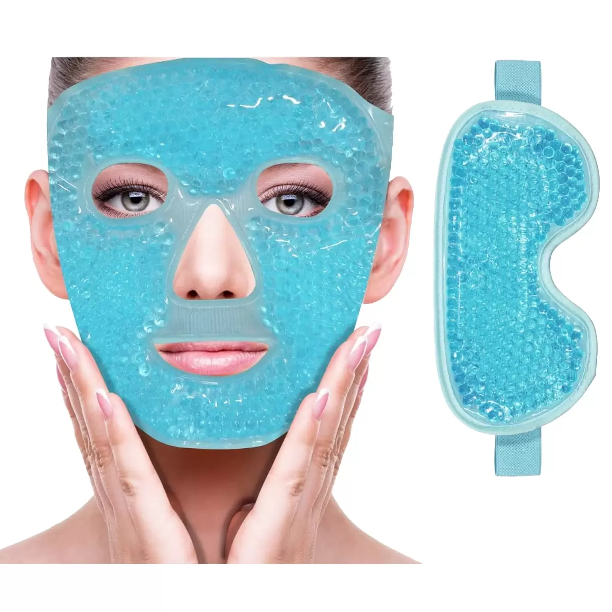 Ice Face Mask Ice Eye Mask. Gel Face Mask Hot Cold Compress Therapy Reusable.Cooling Face Eye Mask for Pain Relief.Migraines.Headaches.Puffiness (Blue)