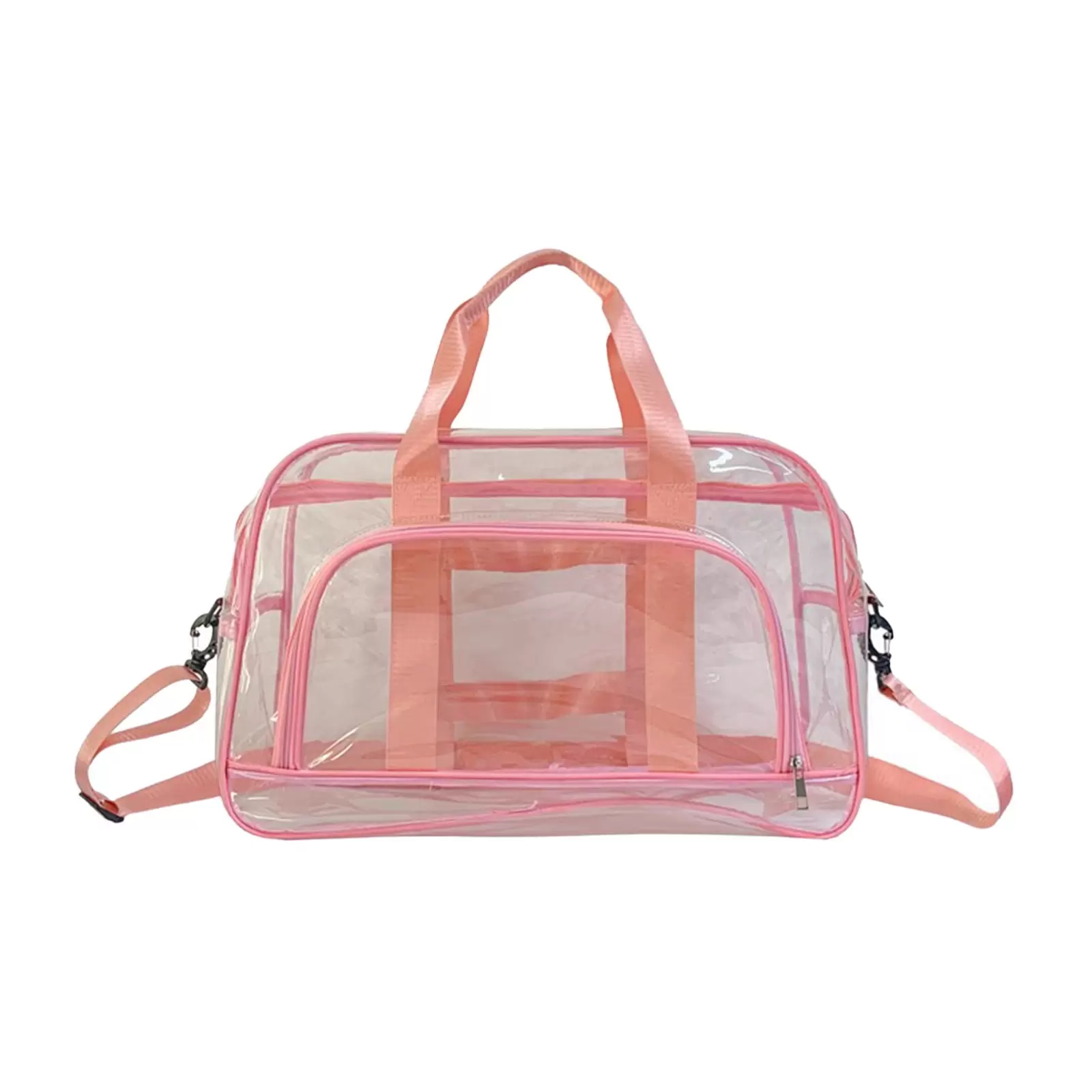 Ikohbadg Clear Transparent Travel Bag - Large Capacity Sports Gym Bag. Hand Luggage. Swimming Bag. Messenger Bag. Also Ideal as a Clear Vinyl Beach Bag for Ball Games and Concerts