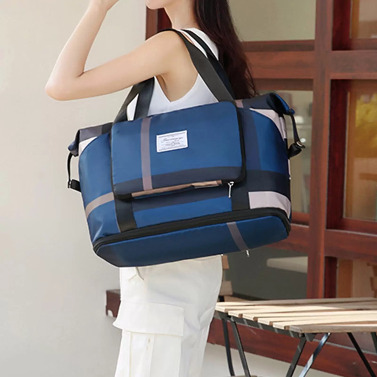 Ikohbadg Foldable Travel Duffel Bag for Women and Girls - Versatile Tote for Carry-On Luggage. Sports. Weekend Getaways