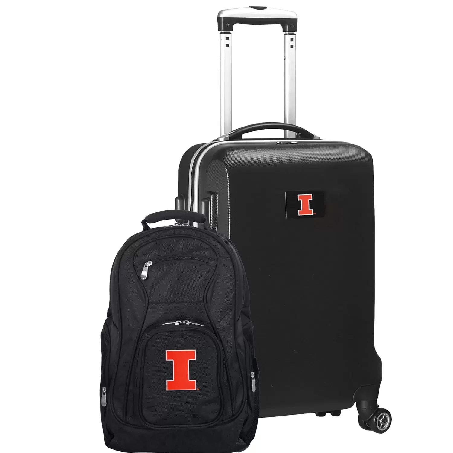 Illinois Fighting Illini Deluxe 2-Piece Backpack and Carry-On Set - Black