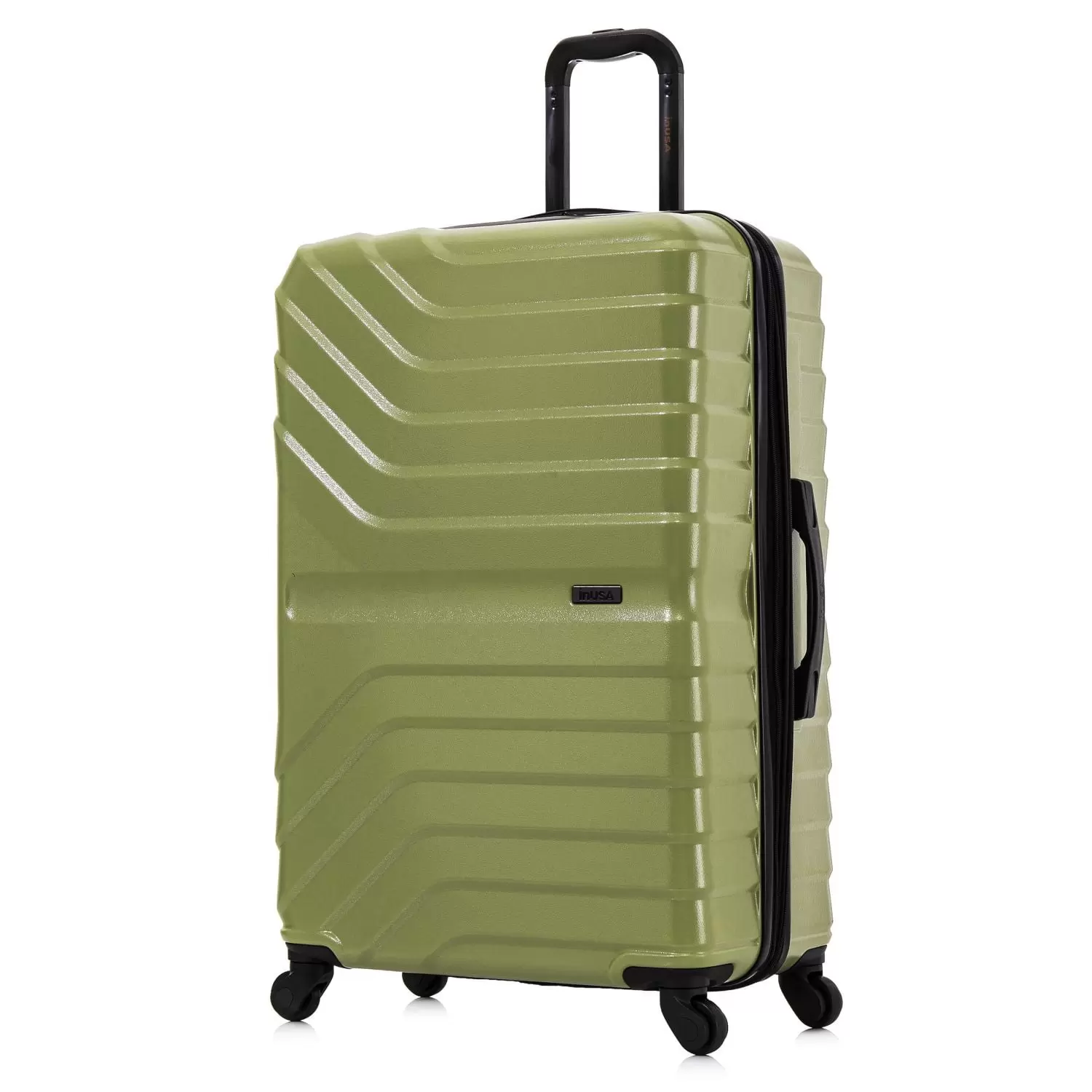 InUSA AURUM 28 Hardside Lightweight Checked Luggage with Spinner Wheels. Handle and Trolley. Green