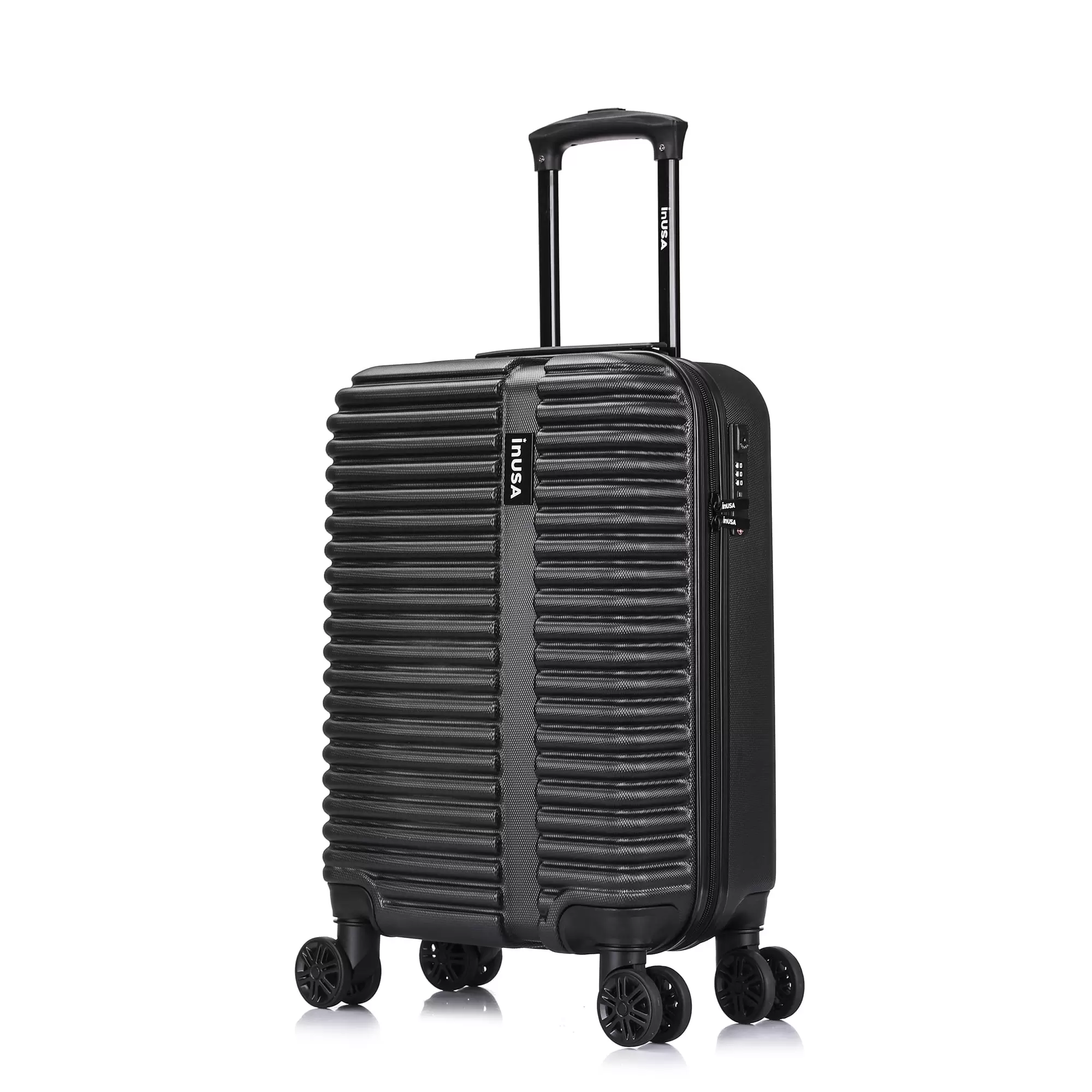 InUSA Ally 20 Hardside Lightweight Luggage with Spinner Wheels. Handle and Trolley. Black