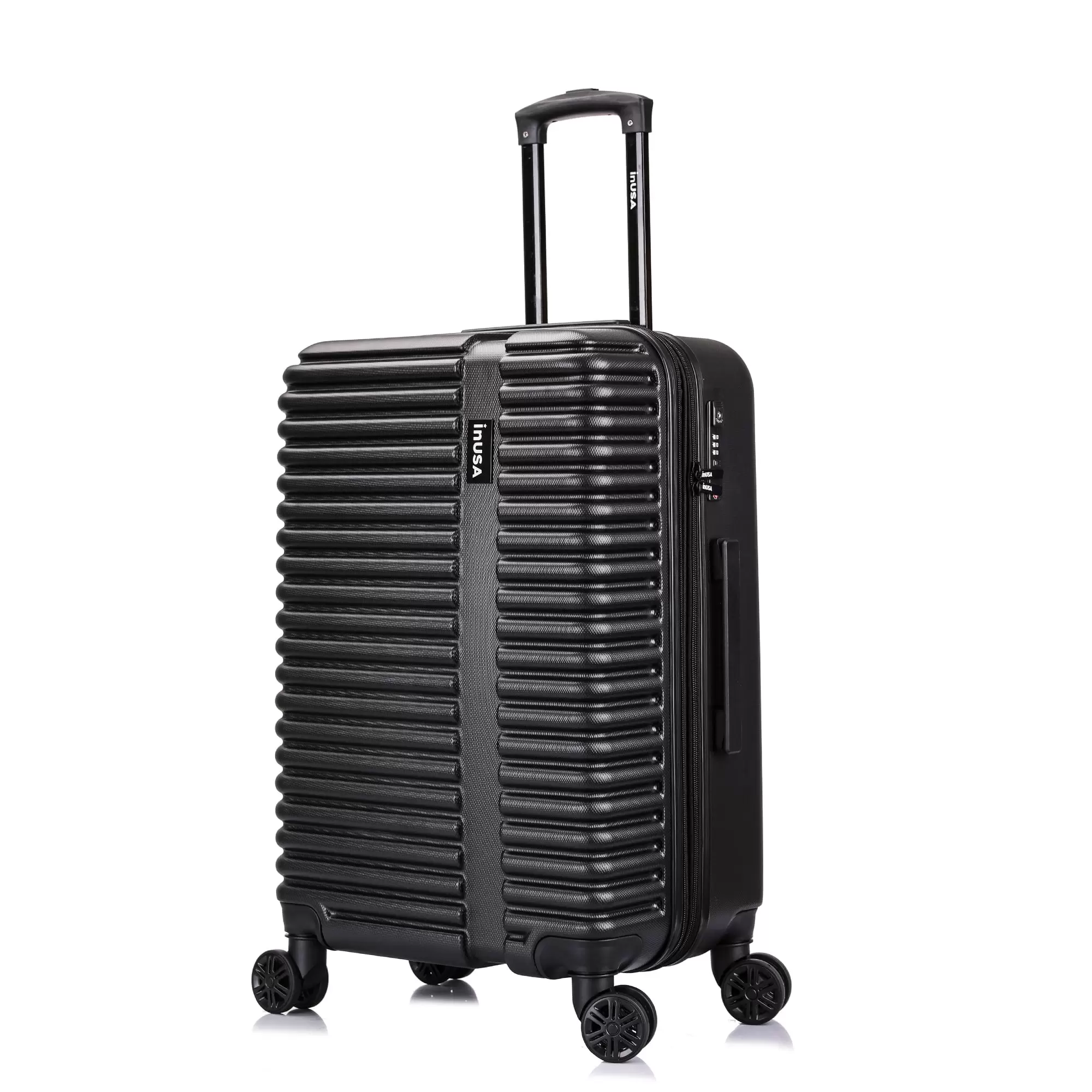 InUSA Ally 24 Hardside Lightweight Luggage with Spinner Wheels. Handle and Trolley. Black