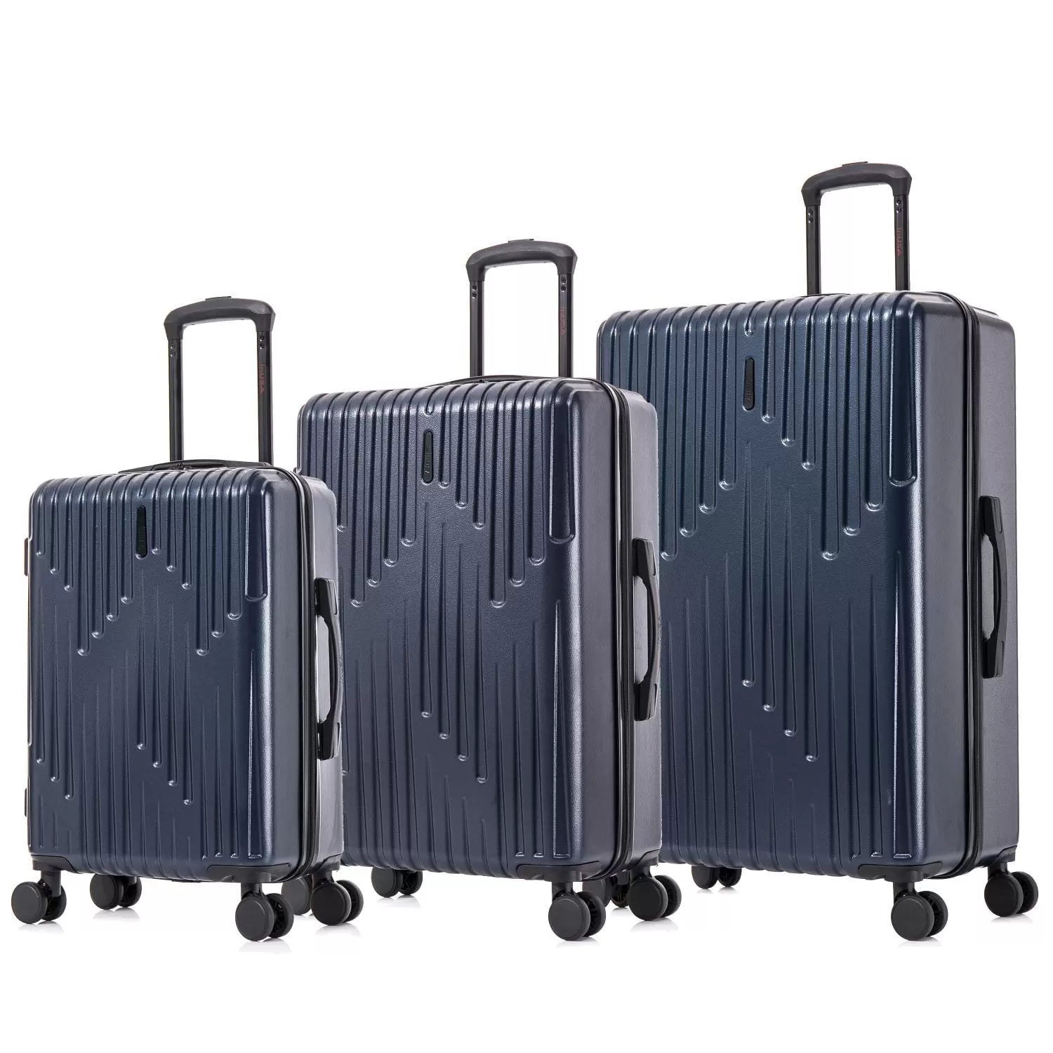 InUSA DRIP 3-Piece Hardside Luggage Sets with Spinner Wheels. Handle and Trolley. (20/24/28). Navy Blue