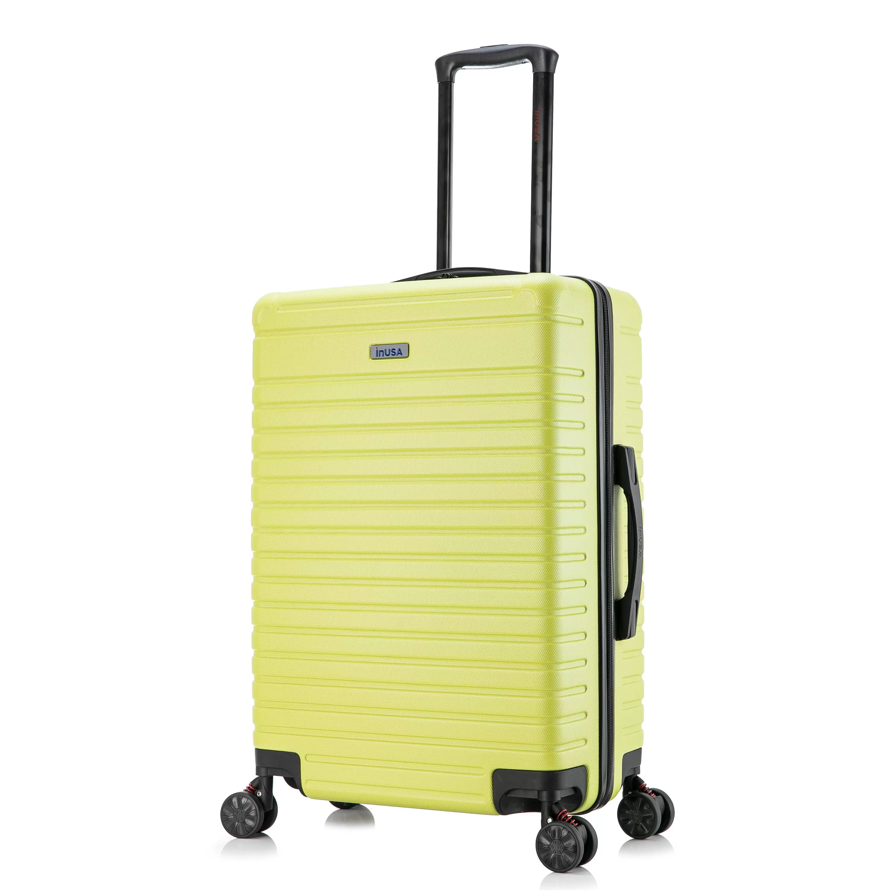 InUSA Deep 24 Hardside Lightweight Luggage with Spinner Wheels. Handle Studs. Trolley. Green