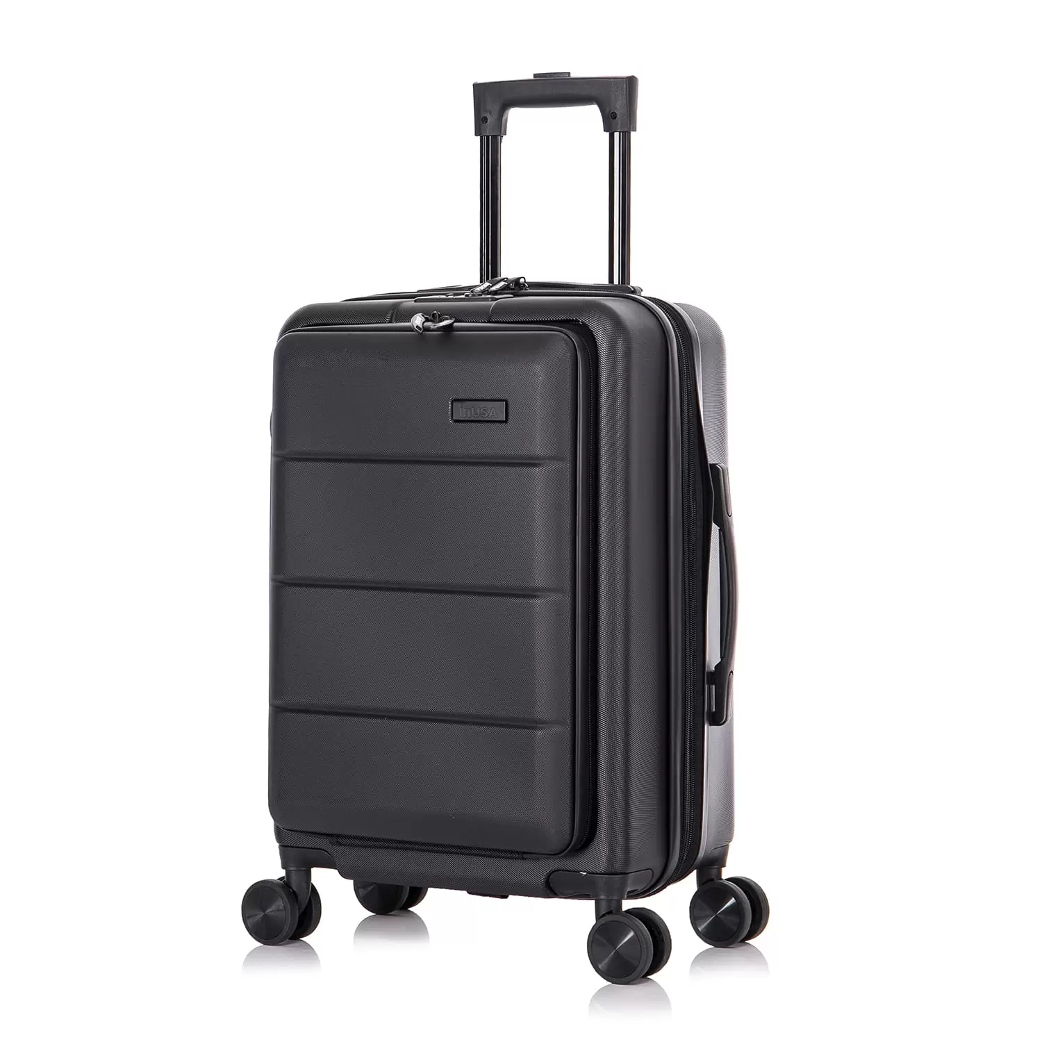 InUSA Elysian 20 Hardside Lightweight Luggage with Spinner Wheels. Handle. and Trolley. Black