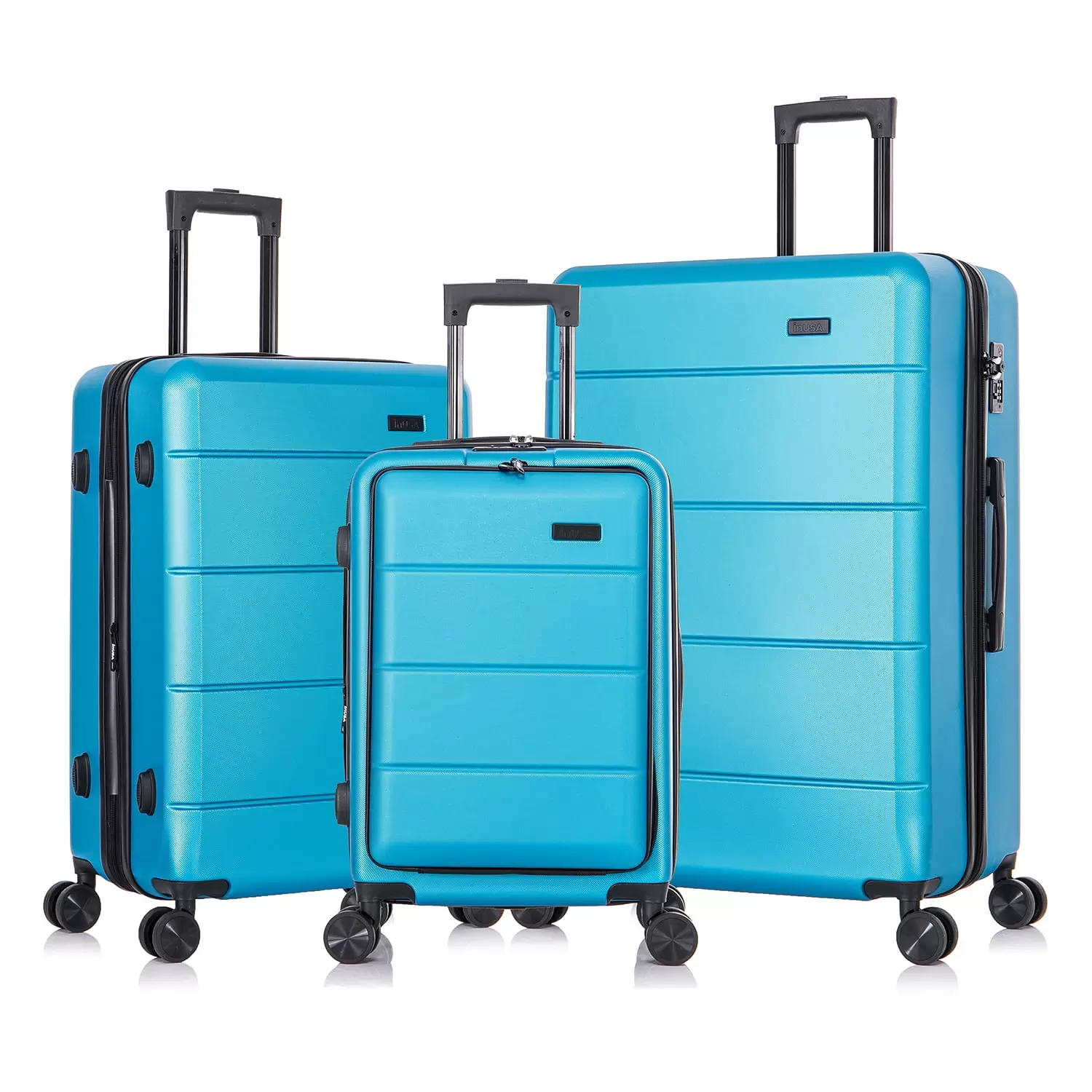 InUSA Elysian 3-Piece Hardside Luggage Sets with Spinner Wheels. Handle. Trolley. (20/24/28). Teal