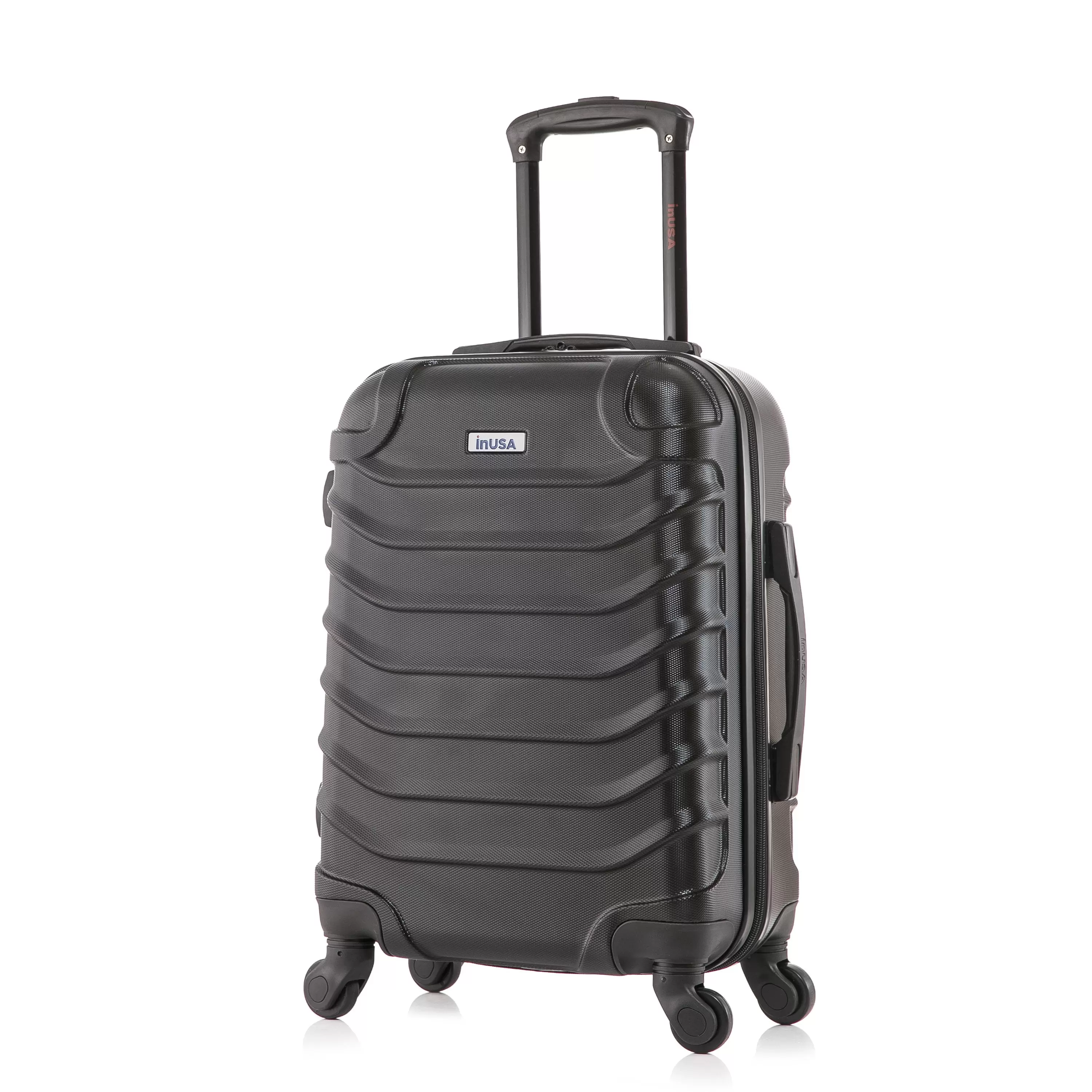 InUSA Endurance 20 Hardside Lightweight Luggage with Spinner Wheels. Handle. and Trolley. Black