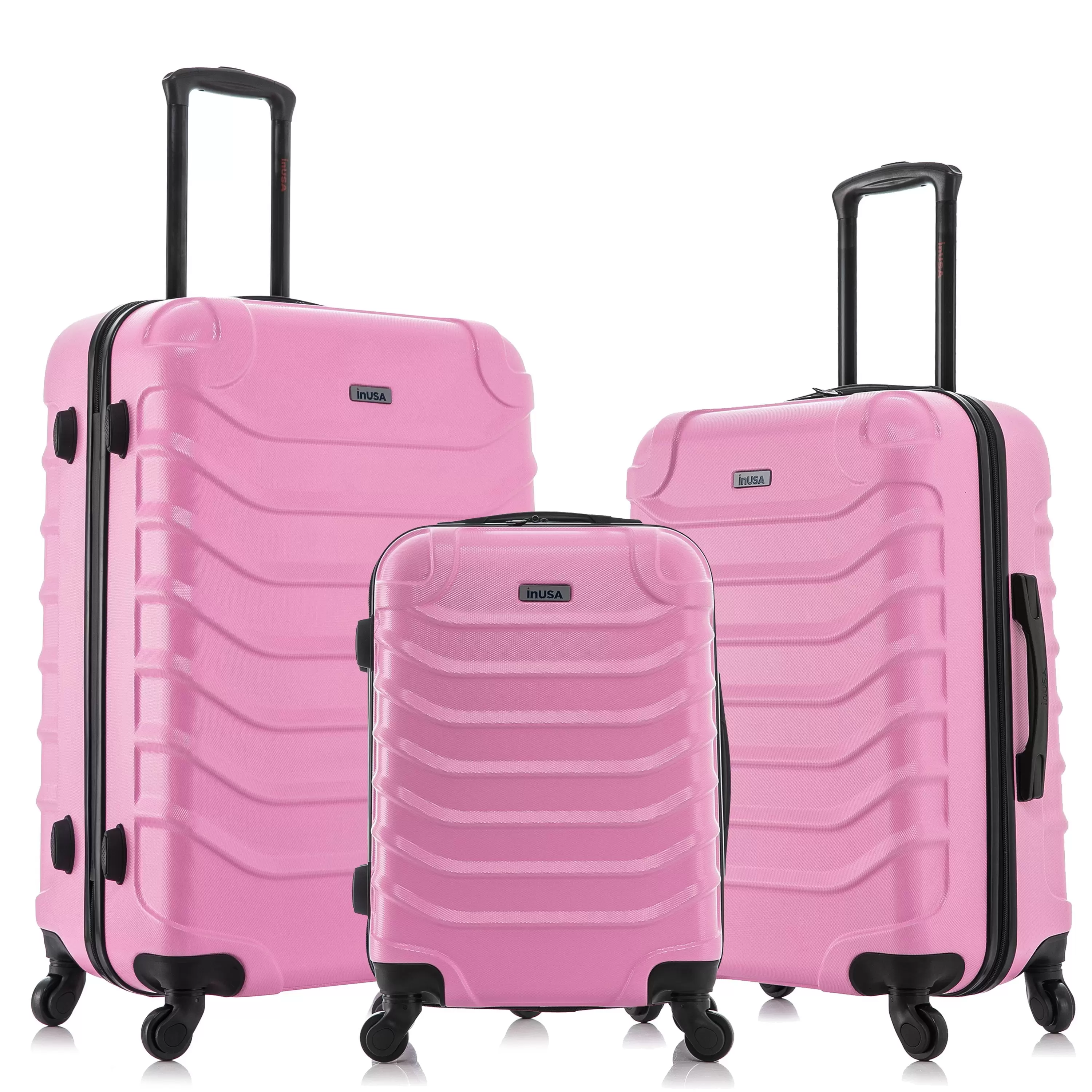 InUSA Endurance 3-Piece Hardside Luggage Sets with Spinner Wheels. Handle. Trolley. (20/24/28). Pink