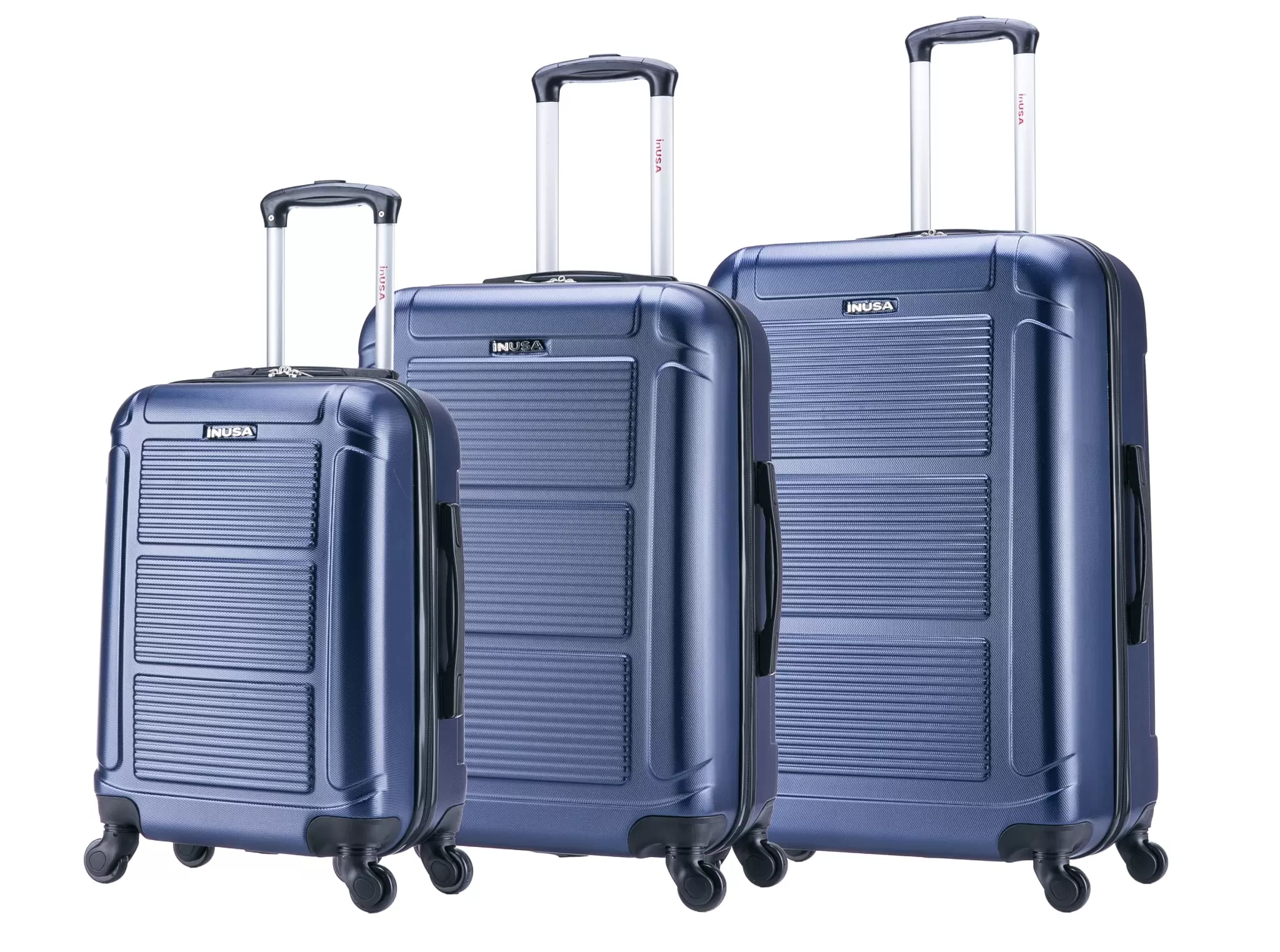 InUSA Pilot 3-Piece Hardside Luggage Sets with Spinner Wheels. Handle. Trolley. (20/24/28). Blue