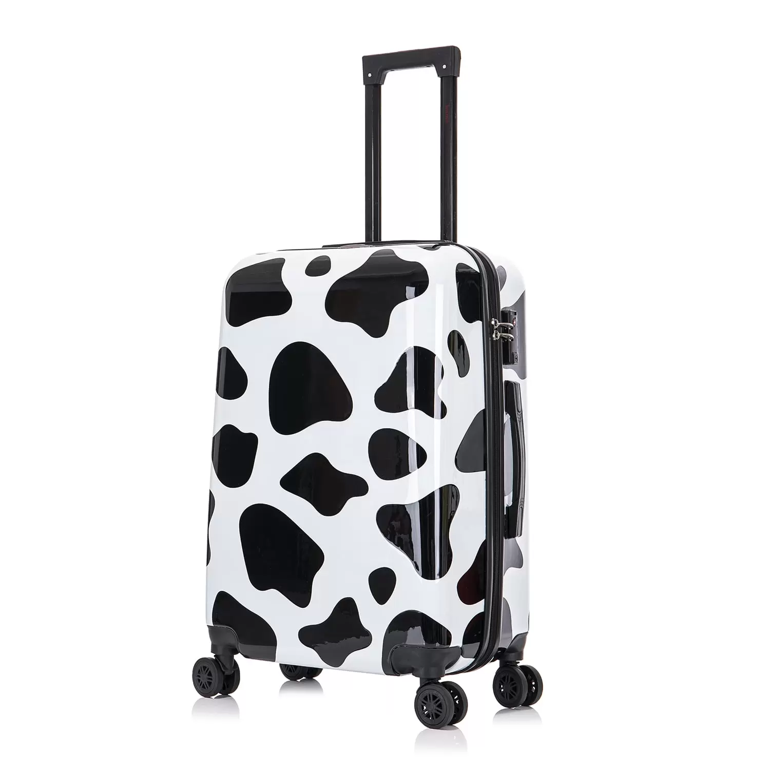 InUSA Print 24 Hardside Lightweight Luggage with Spinner Wheels. Handle and Trolley. Cow