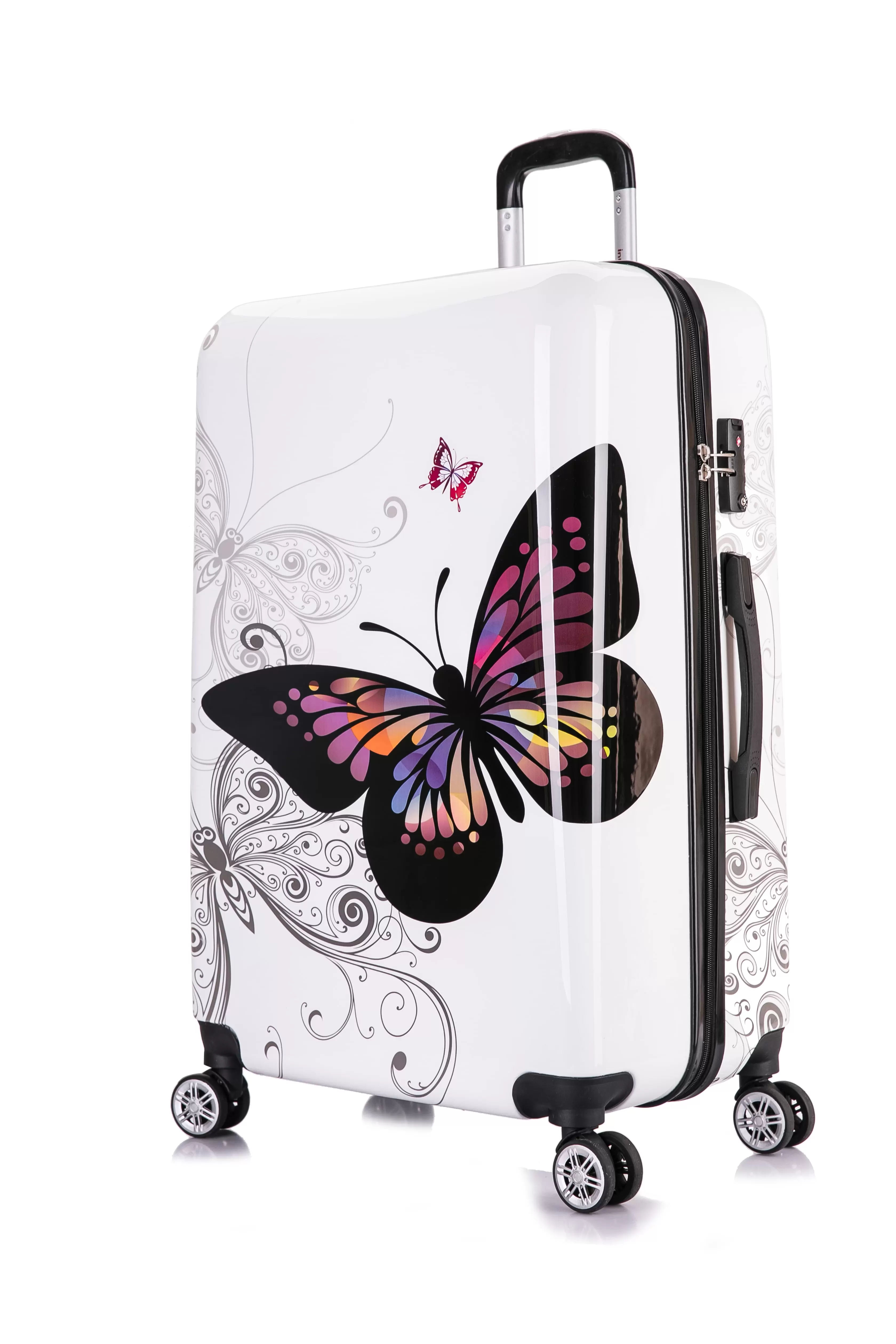 InUSA Print 28 Hardside Lightweight Luggage with Spinner Wheels. Handle and Trolley. Butterfly