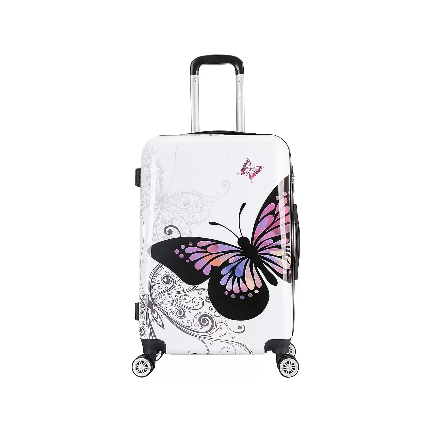 InUSA Prints PC/ABS Plastic 4-Wheel Spinner Luggage Butterfly (IUAPC00M-BUT)