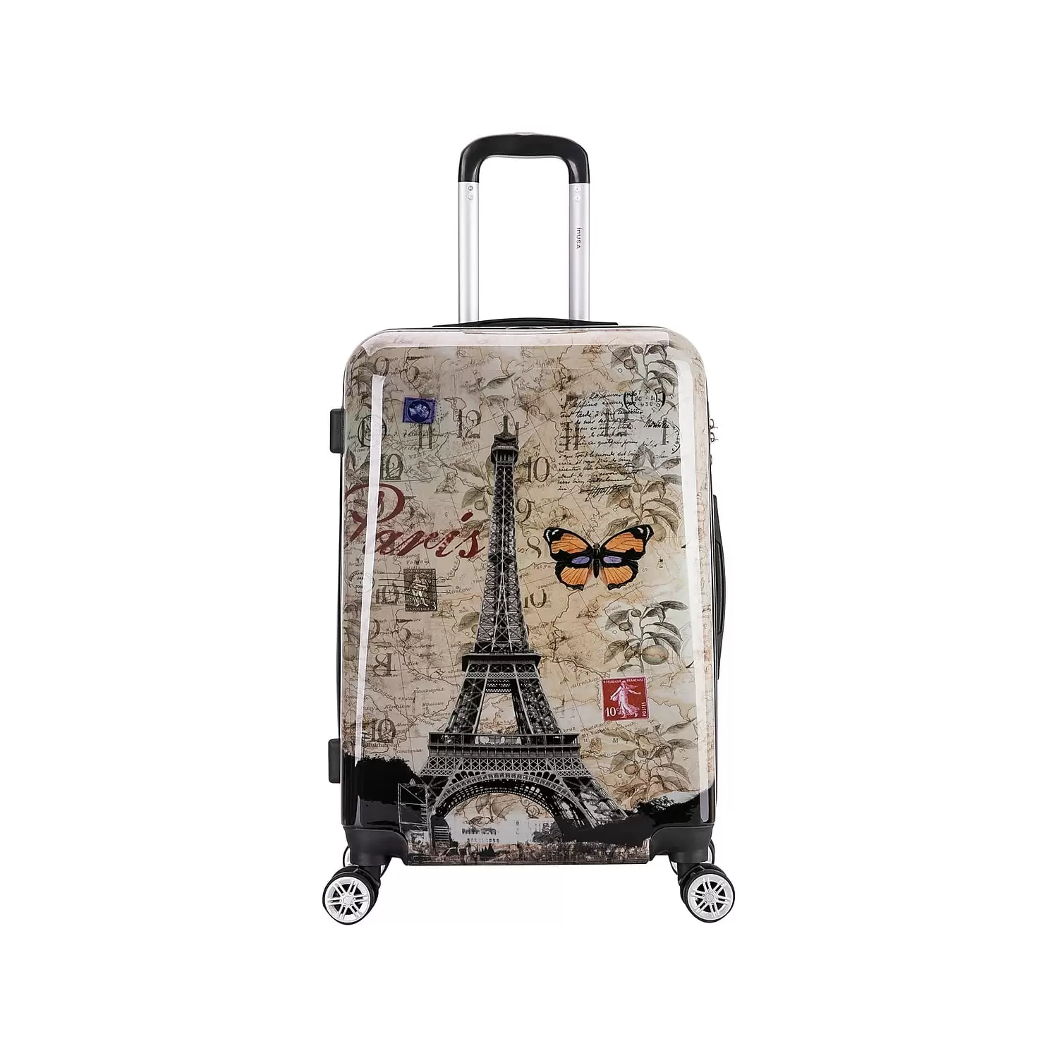 InUSA Prints PC/ABS Plastic 4-Wheel Spinner Luggage Paris (IUAPC00M-PAR)