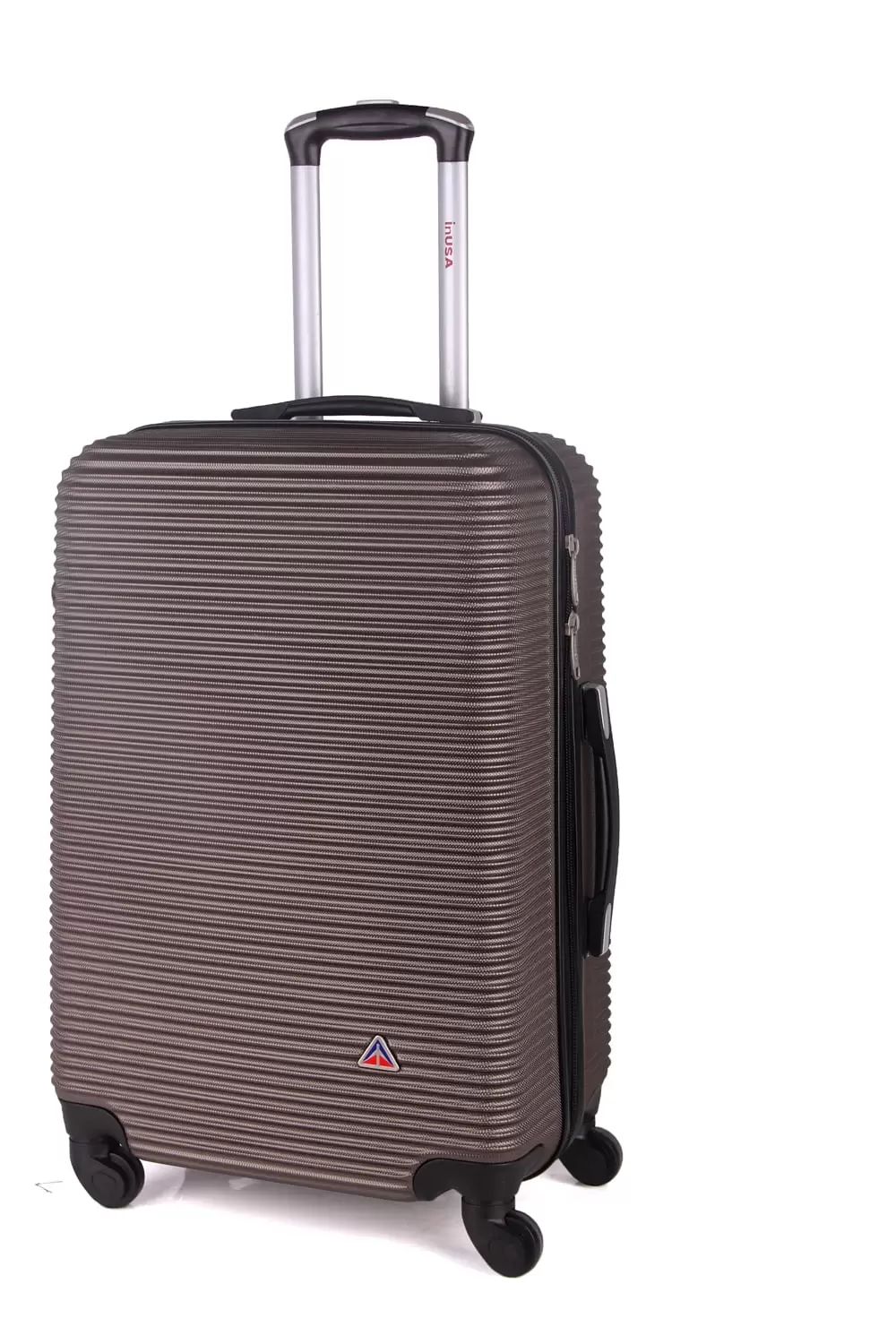 InUSA Royal 24 Hardside Lightweight Luggage with Spinner Wheels. Handle. and Trolley. Brown