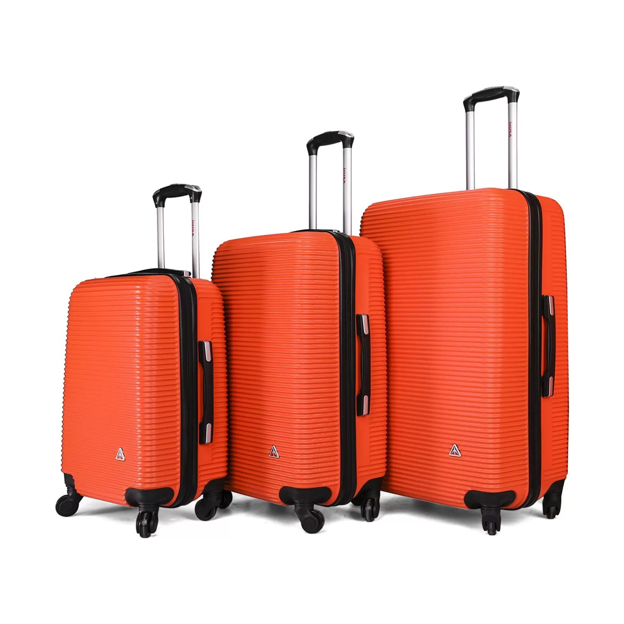 InUSA Royal 3-Piece Hardside Luggage Sets with Spinner Wheels. Handle. and Trolley. (20/24/28). Orange